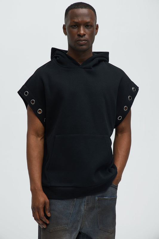 Tyson Ring Sleeveless Hoodie - Black