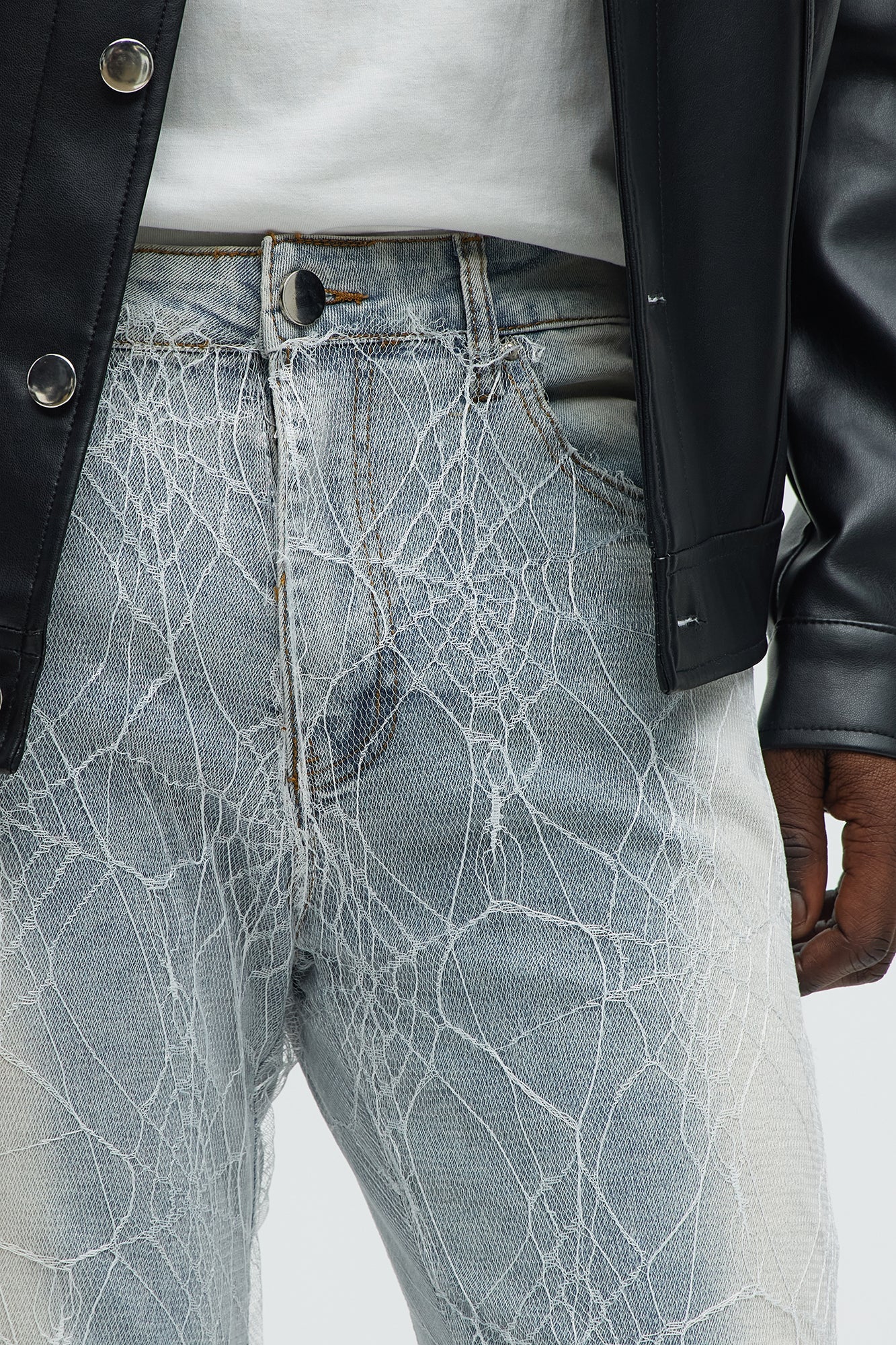 Stacked Skinny Flare Laced Jeans - Light Wash