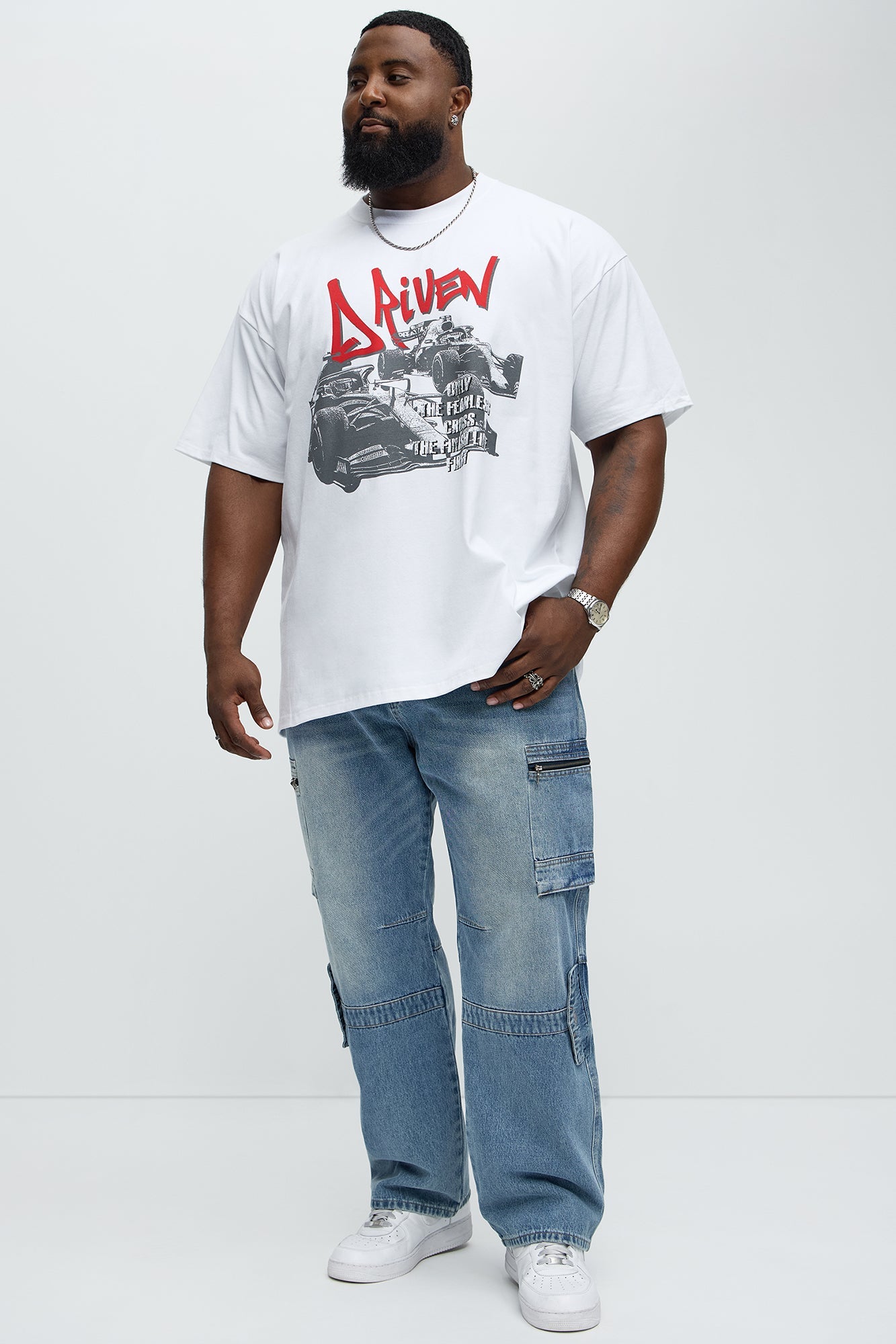 Driven To Win Oversized Short Sleeve Tee - White