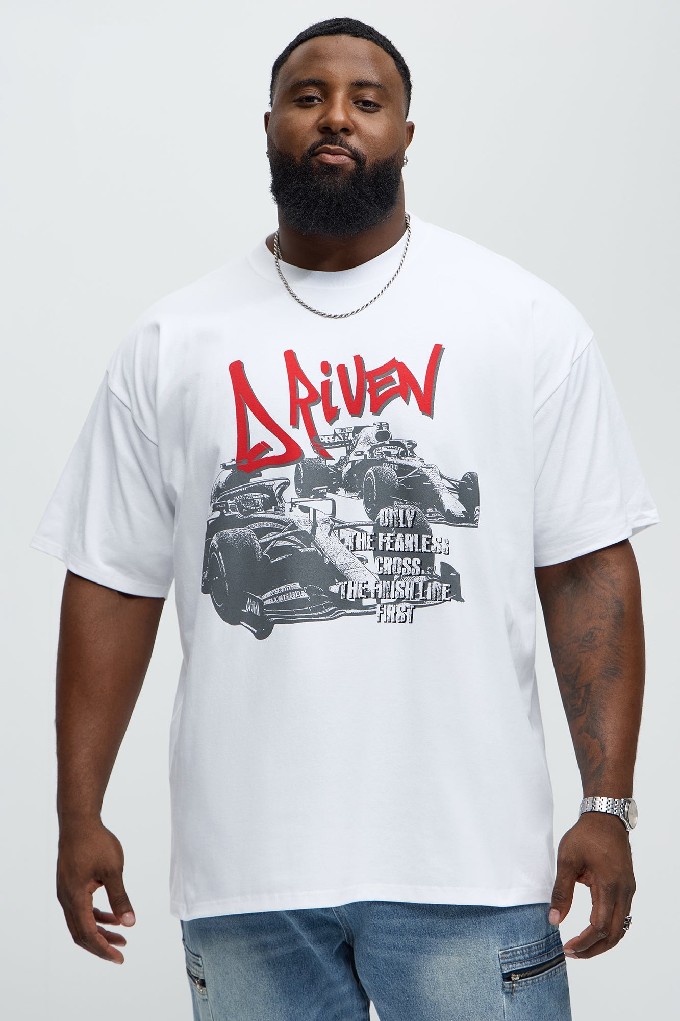Driven To Win Oversized Short Sleeve Tee - White