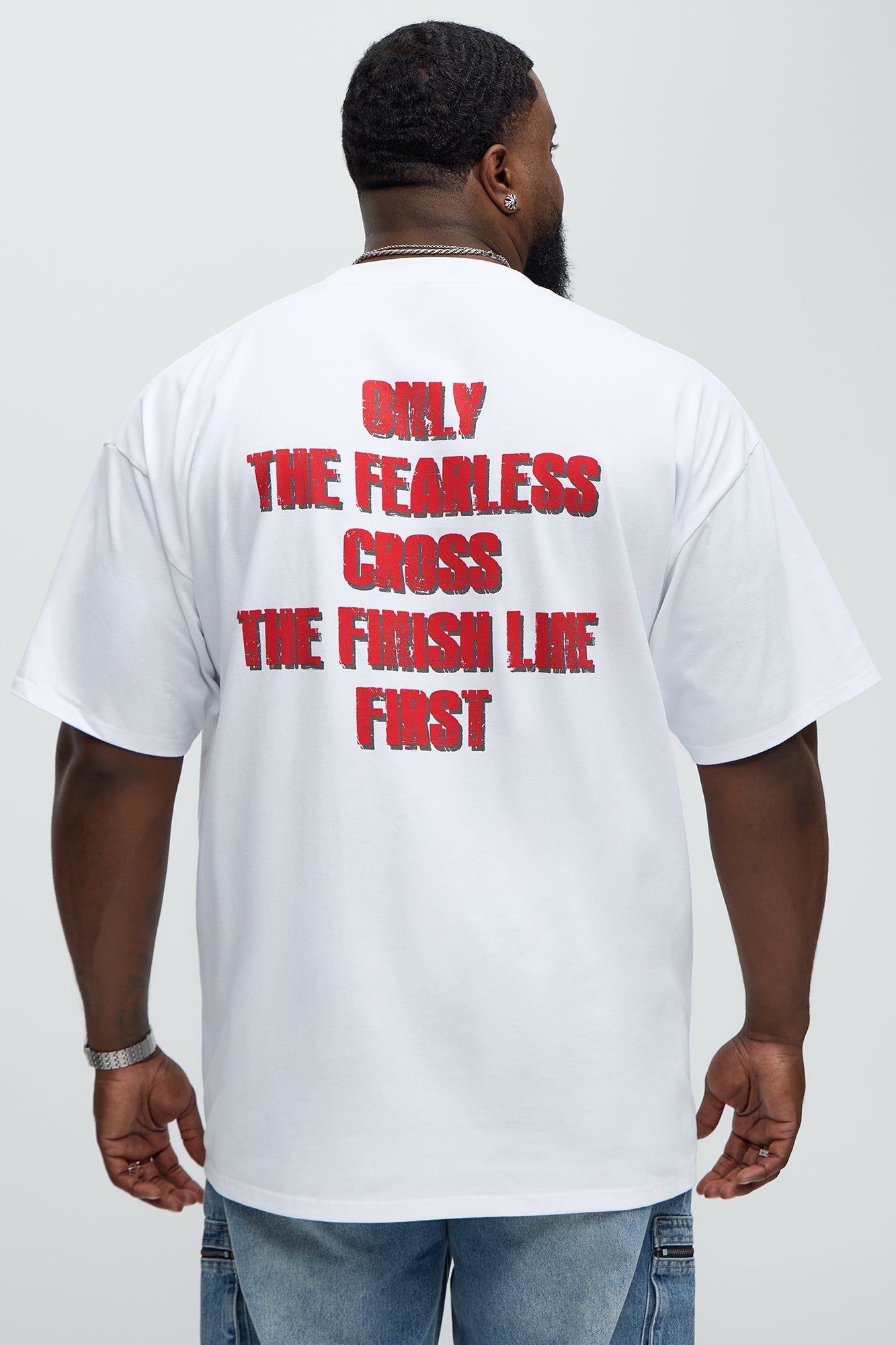 Driven To Win Oversized Short Sleeve Tee - White