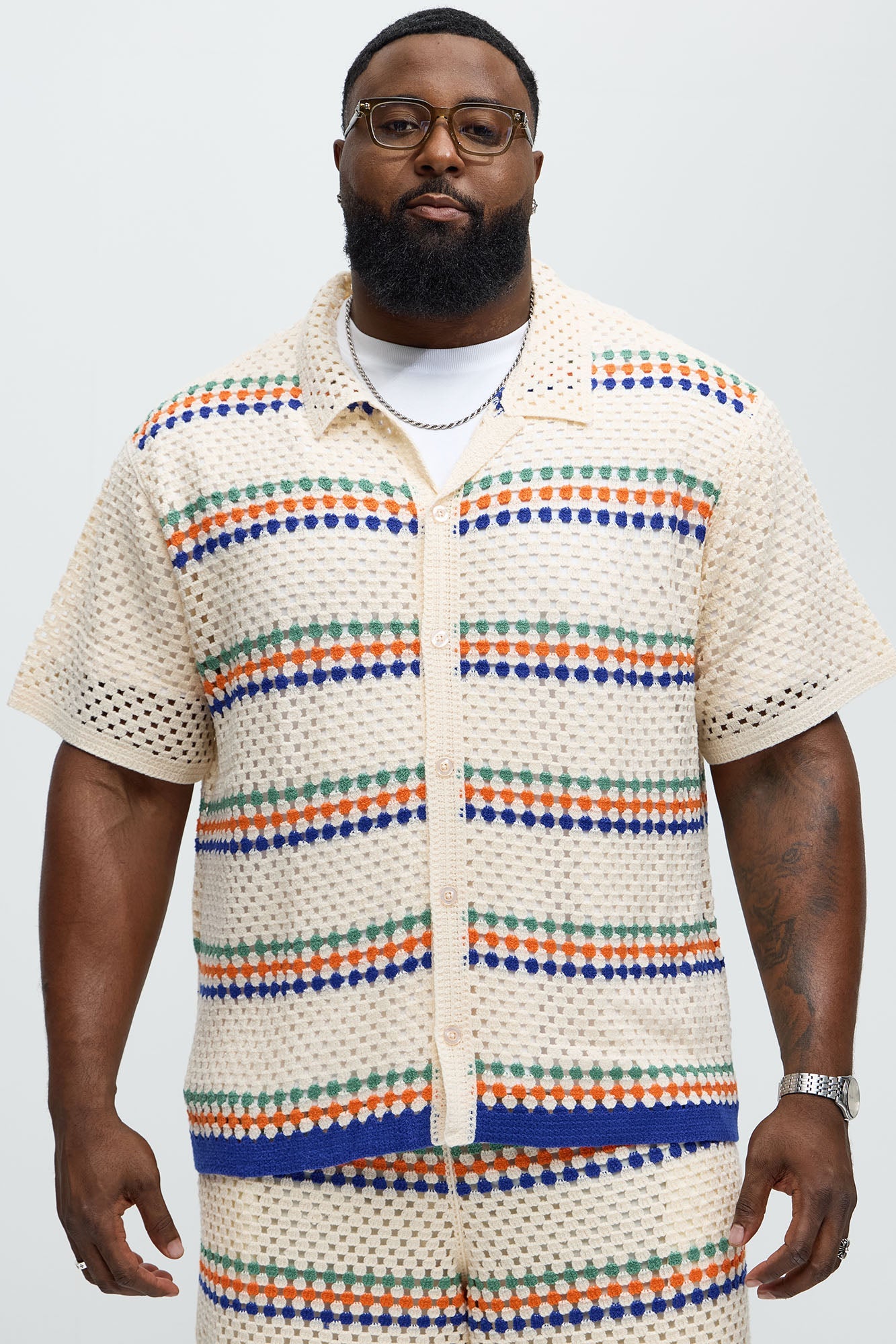 Anderson Crochet Cuban Collar - Cream/combo