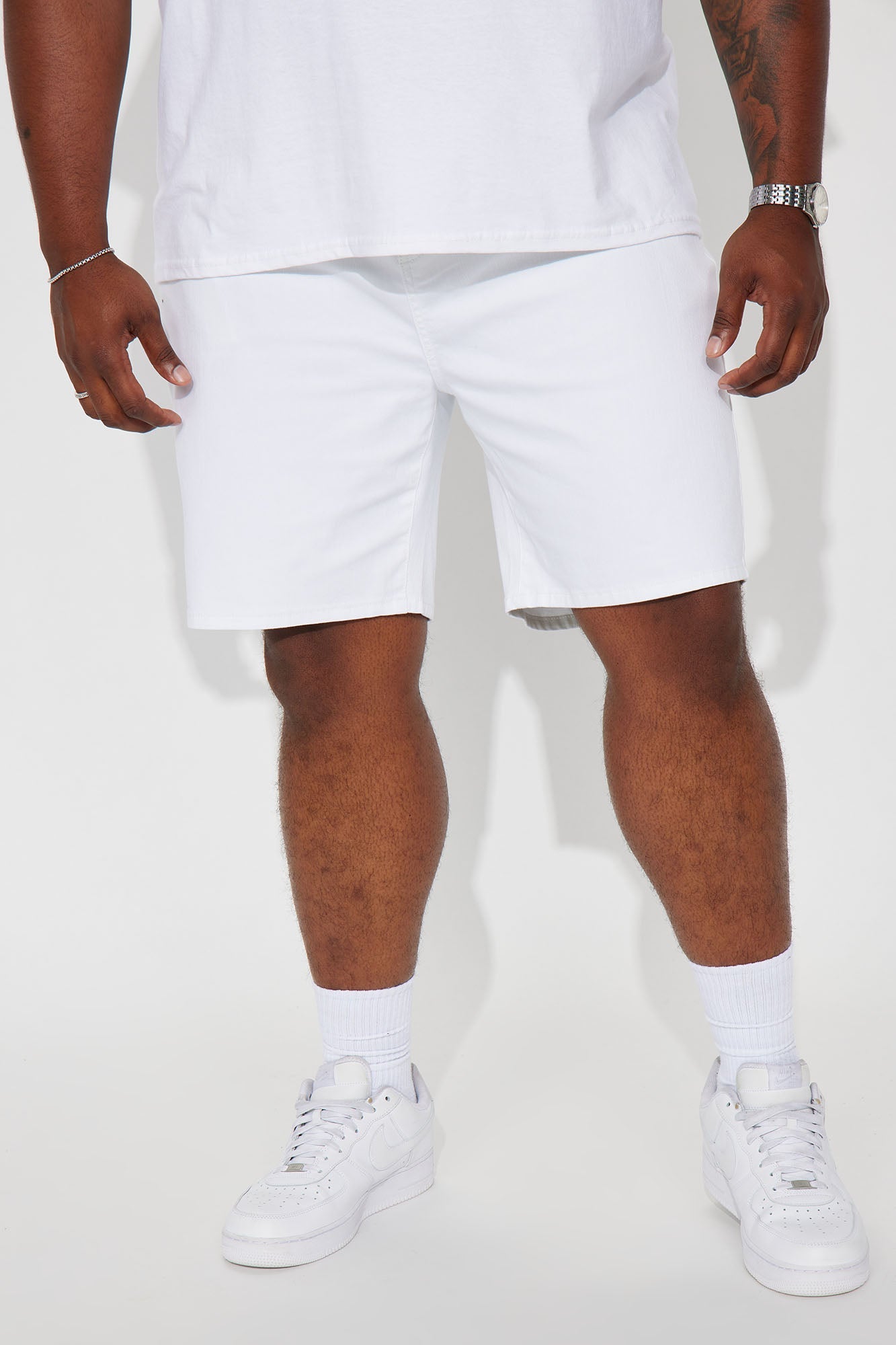 Cornell Slim Denim Shorts - White