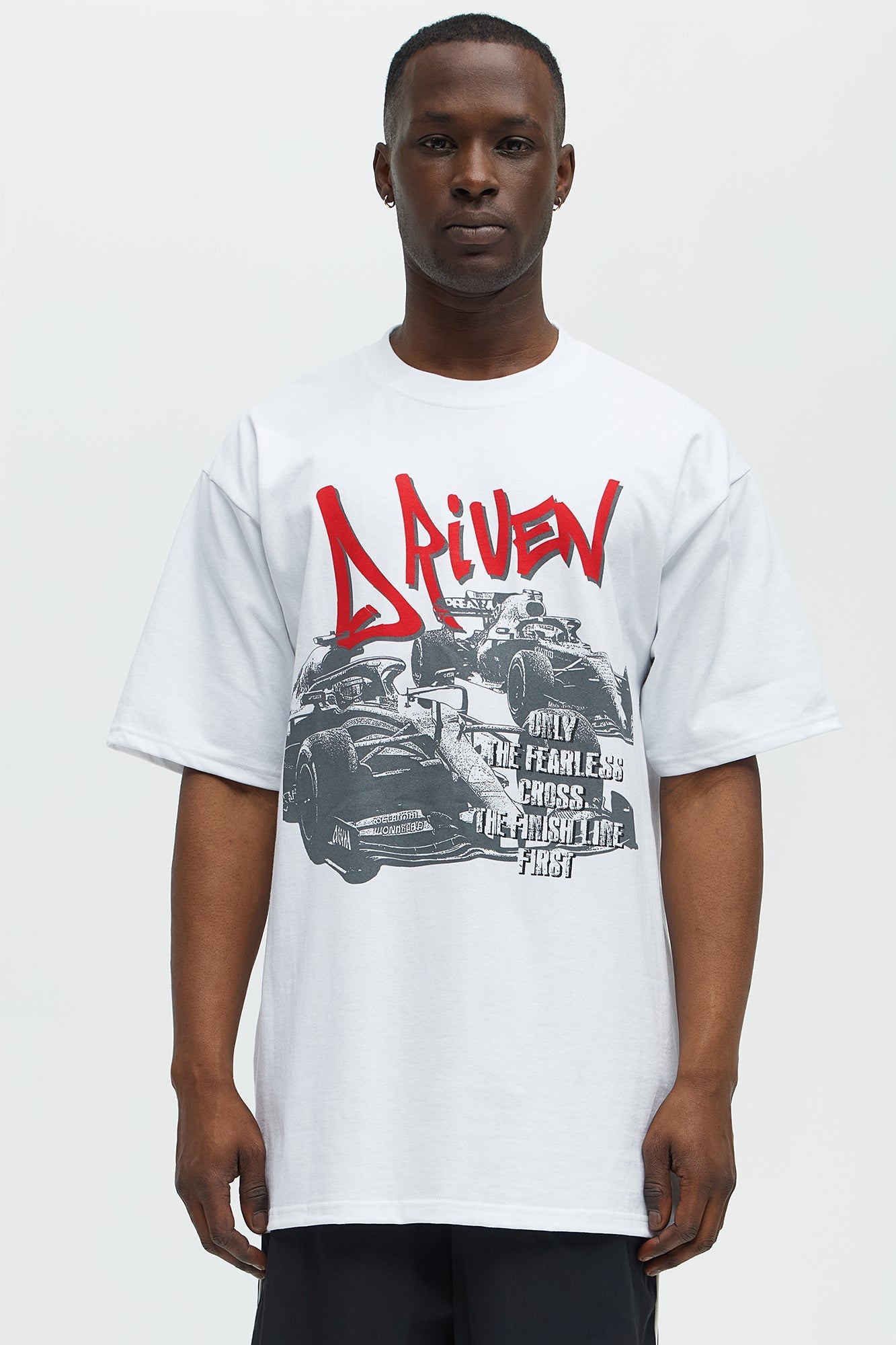 Driven To Win Oversized Short Sleeve Tee - White