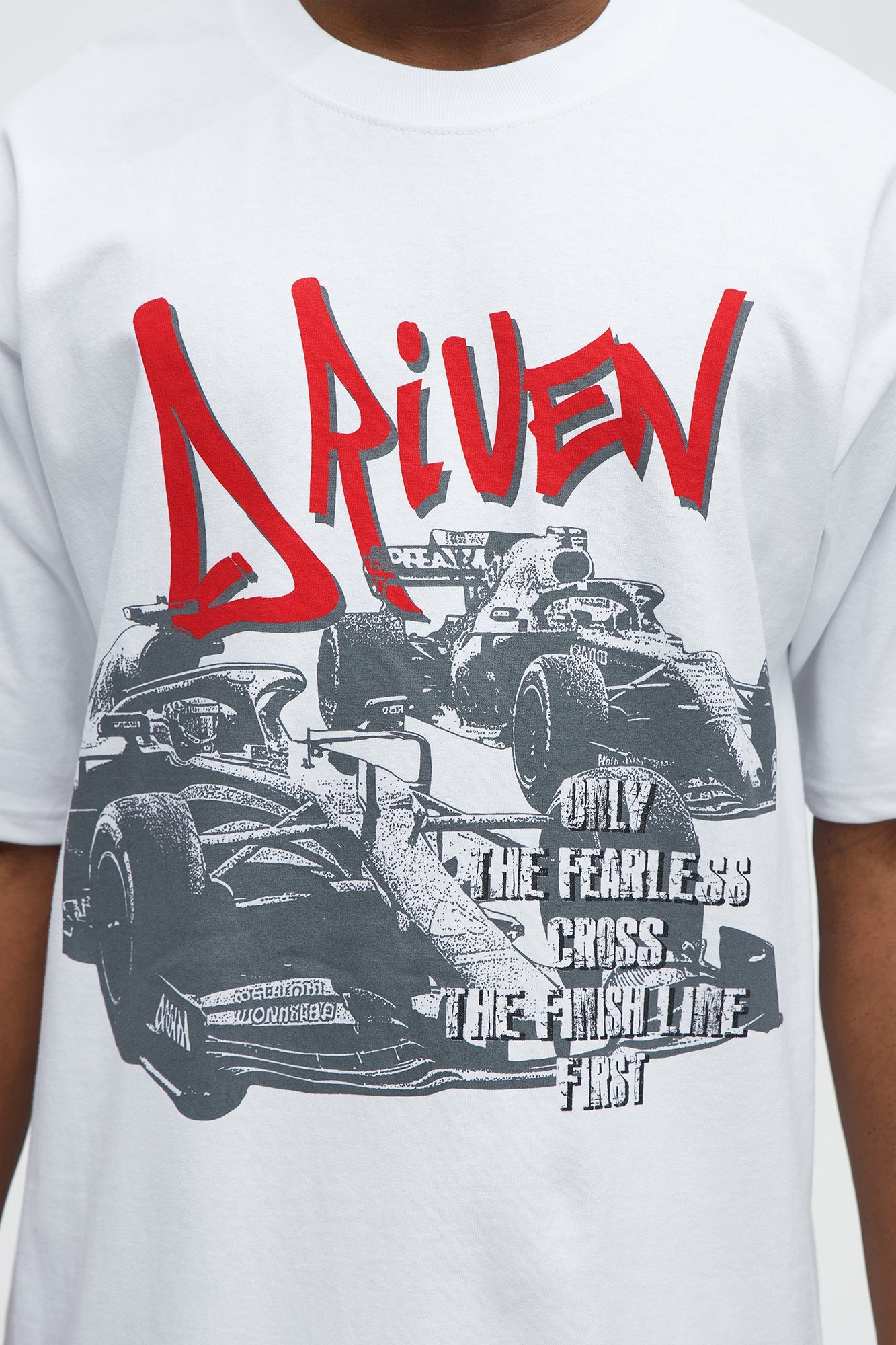 Driven To Win Oversized Short Sleeve Tee - White