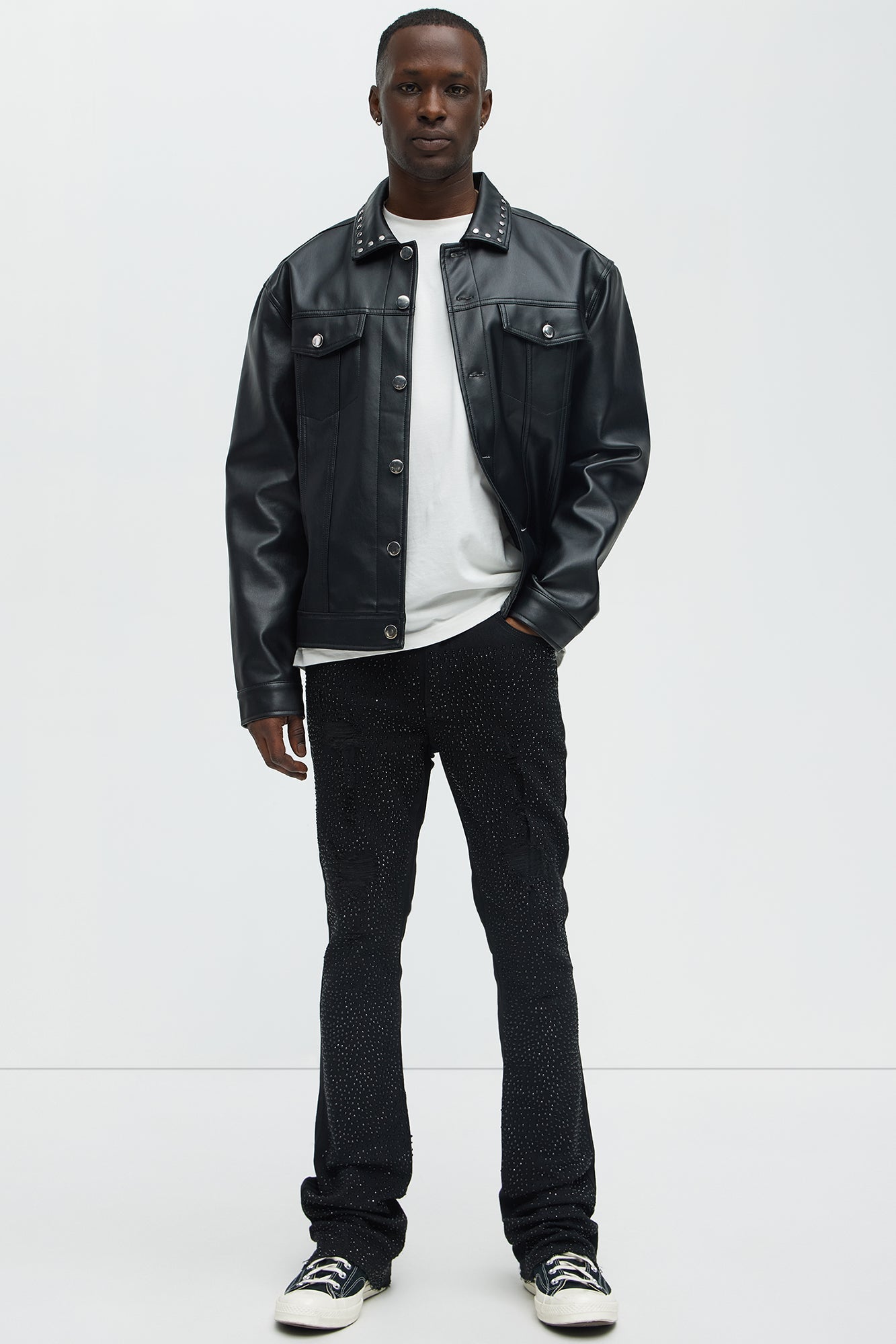 Stacked Skinny Flare On My Bling Distressed Jeans - Black