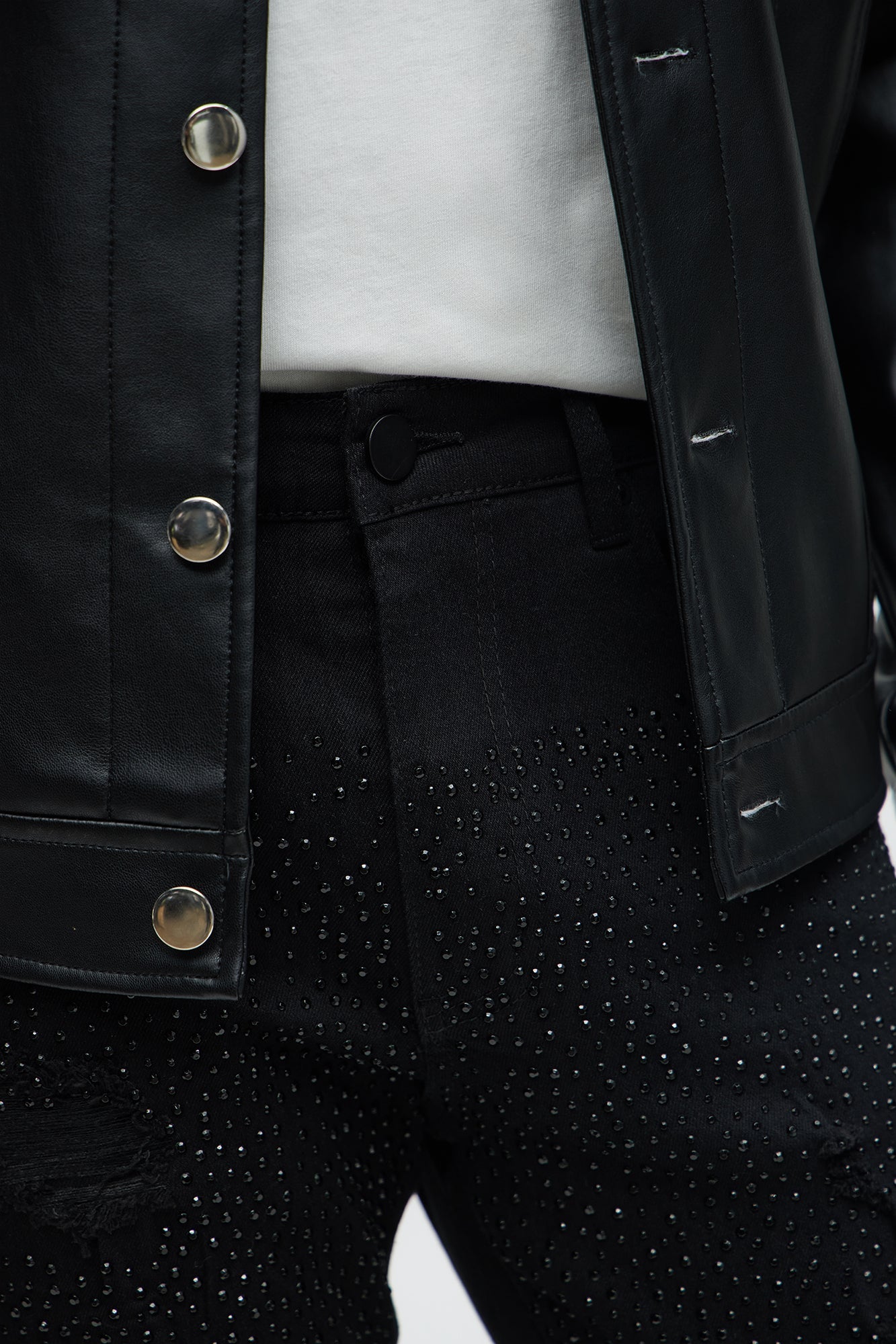 Stacked Skinny Flare On My Bling Distressed Jeans - Black