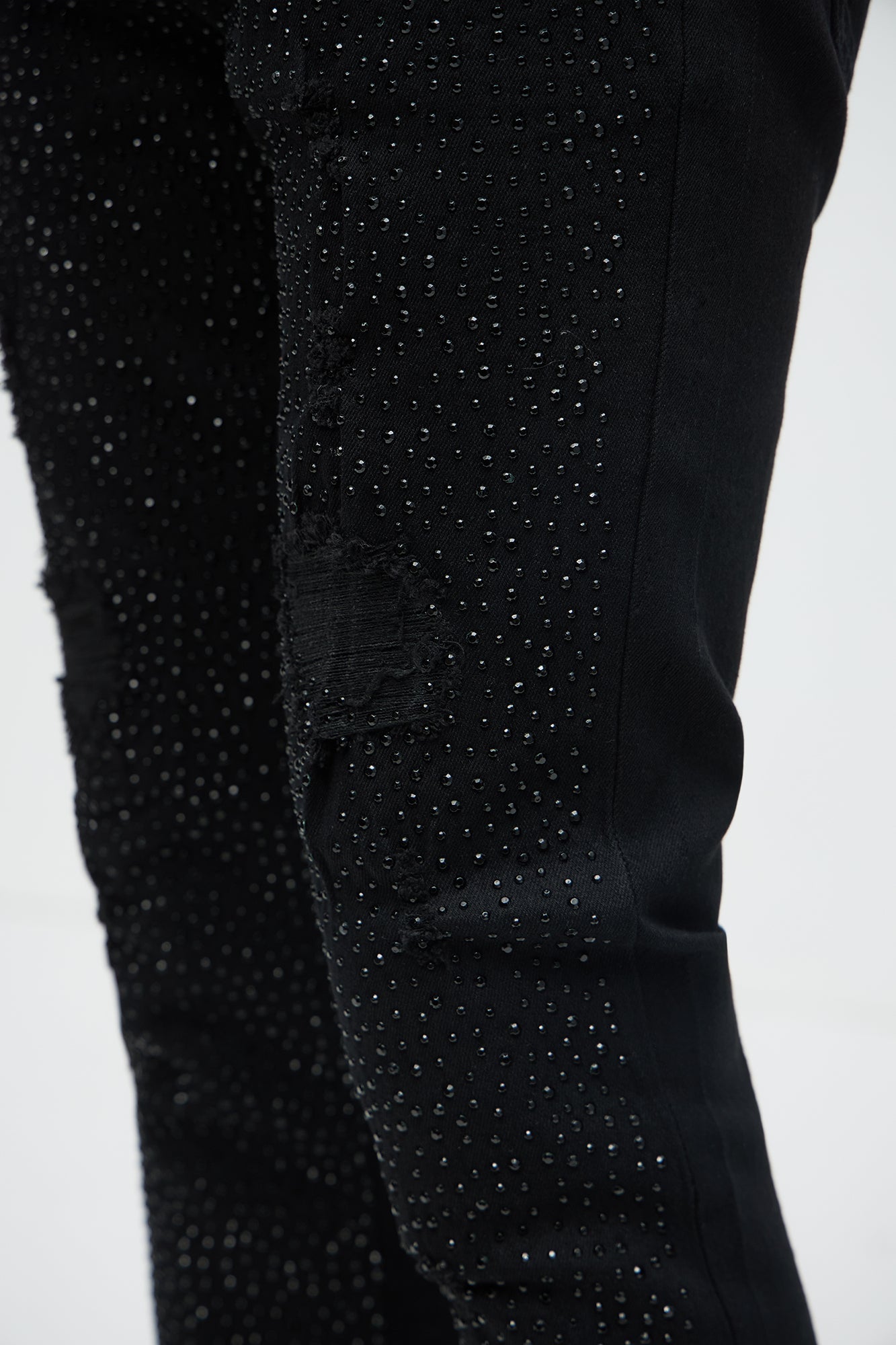 Stacked Skinny Flare On My Bling Distressed Jeans - Black