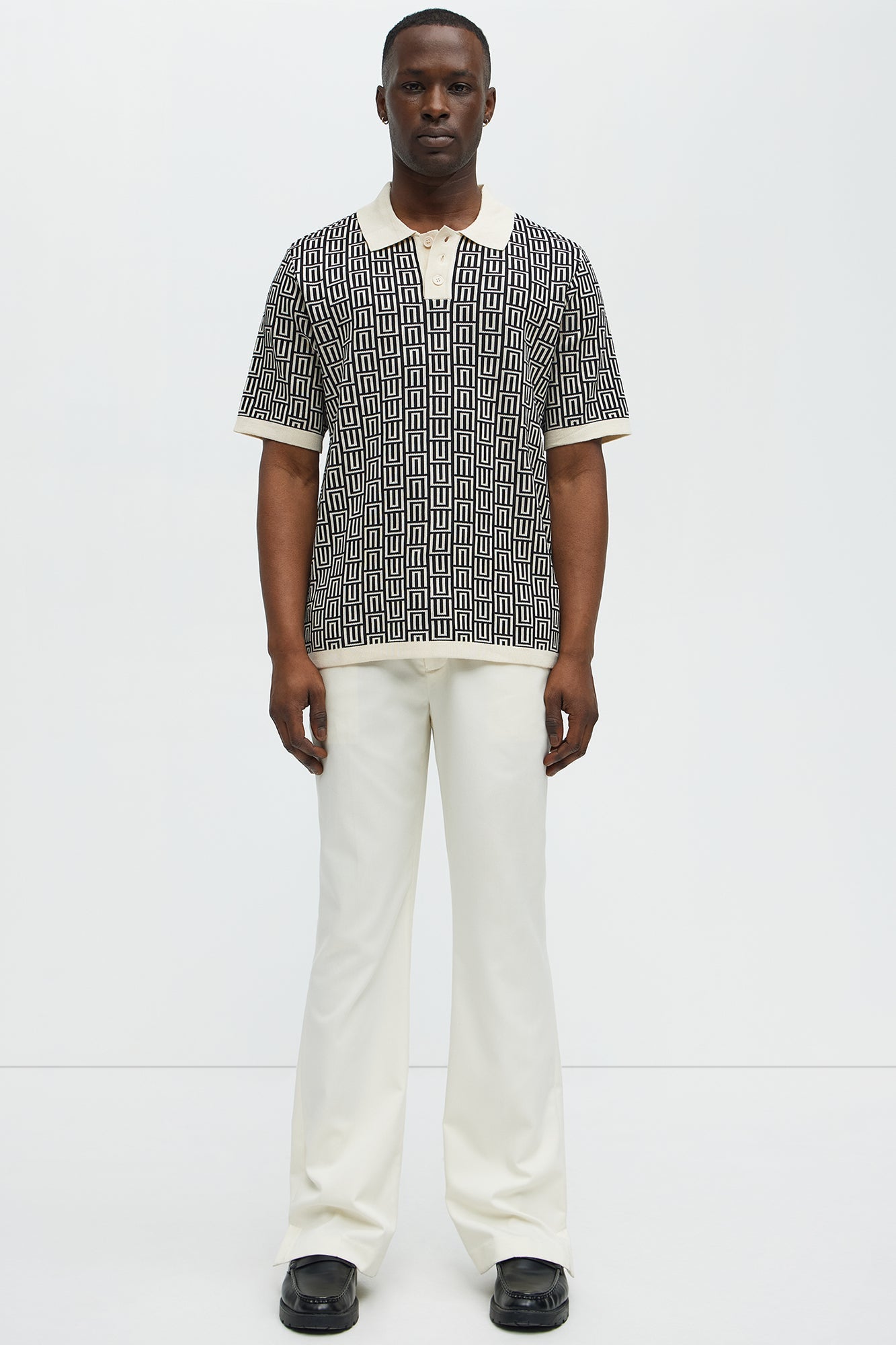 Cunard Jacquard Polo - Tan/Multi