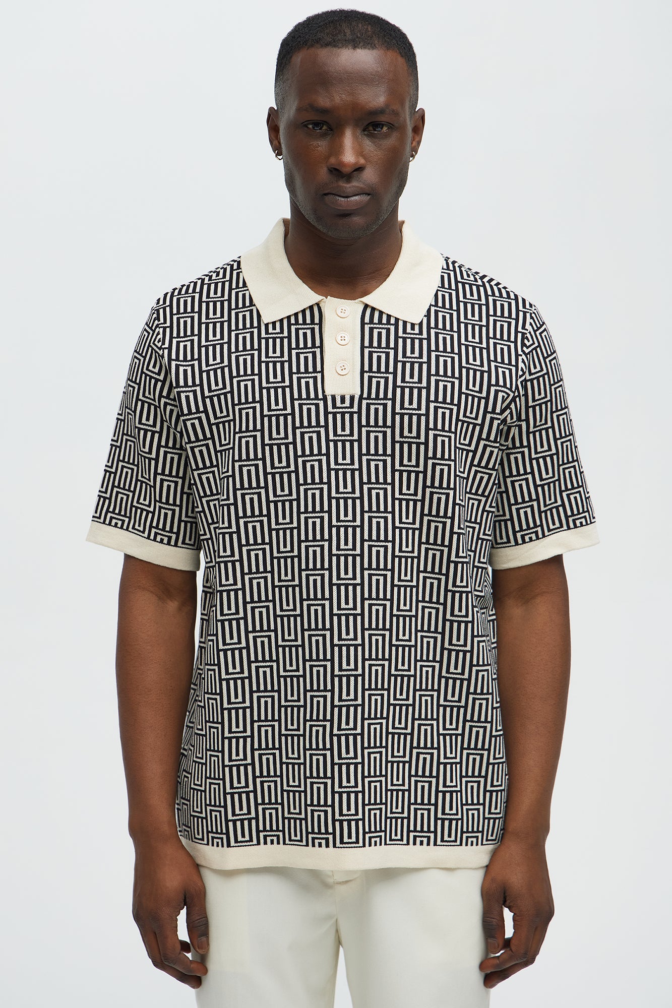 Cunard Jacquard Polo - Tan/Multi