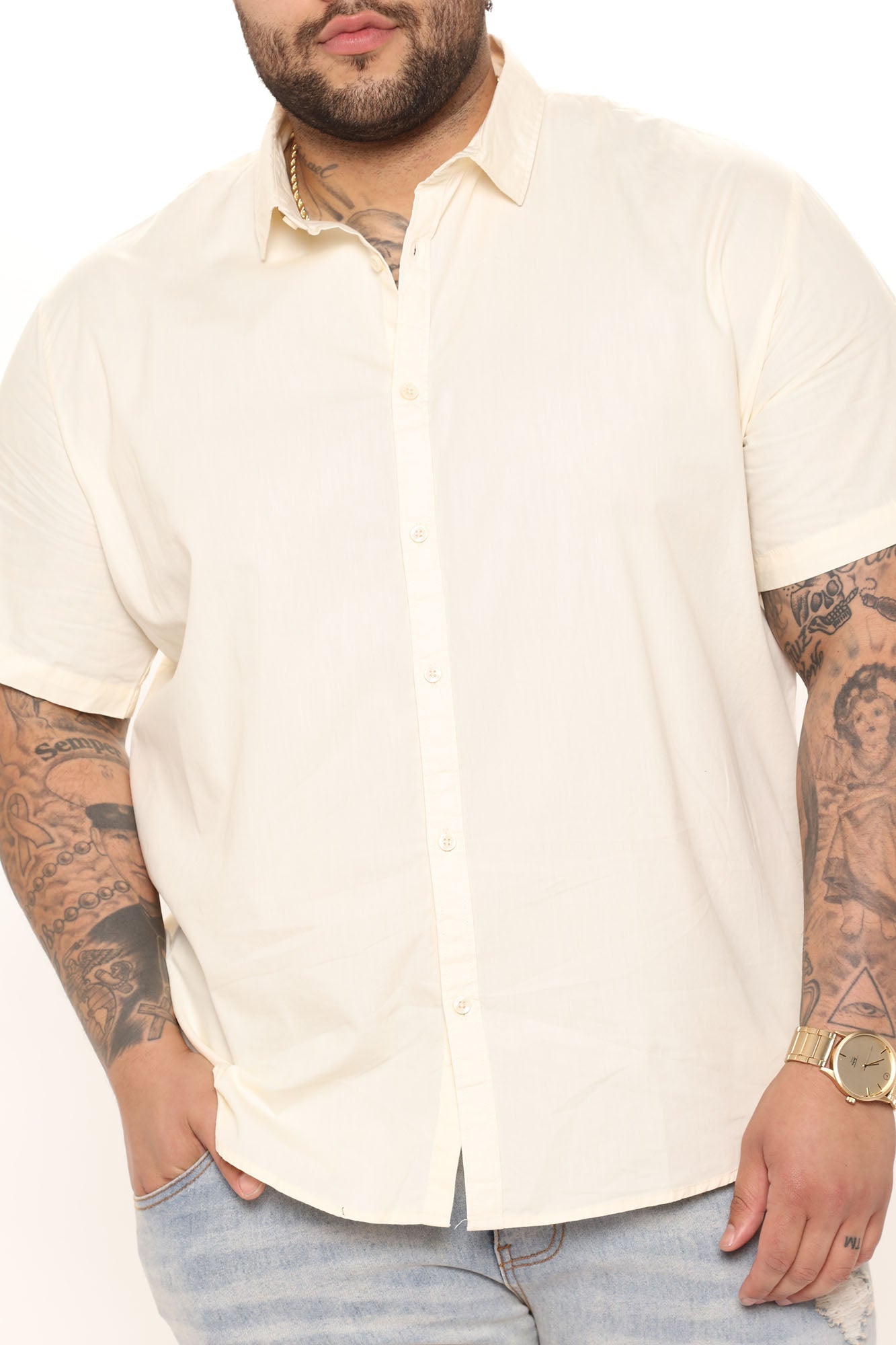 Ryland Short Sleeve Button Up Shirt - Off White