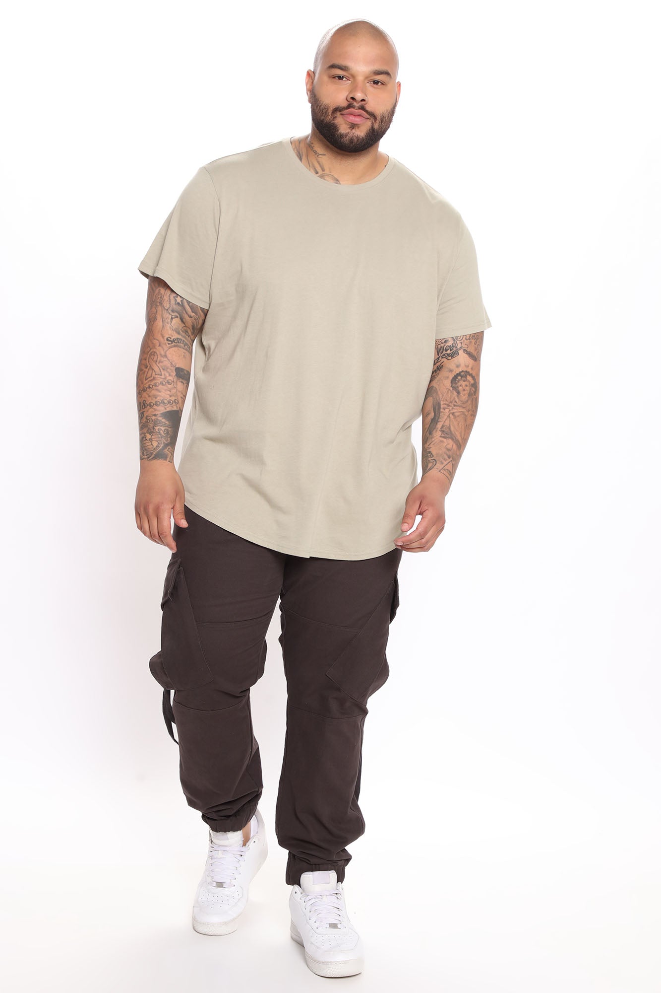 Essential Short Sleeve Scallop Crew Tee - Tan