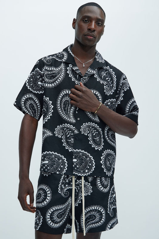 Laredo Paisley Shirt - Black/White