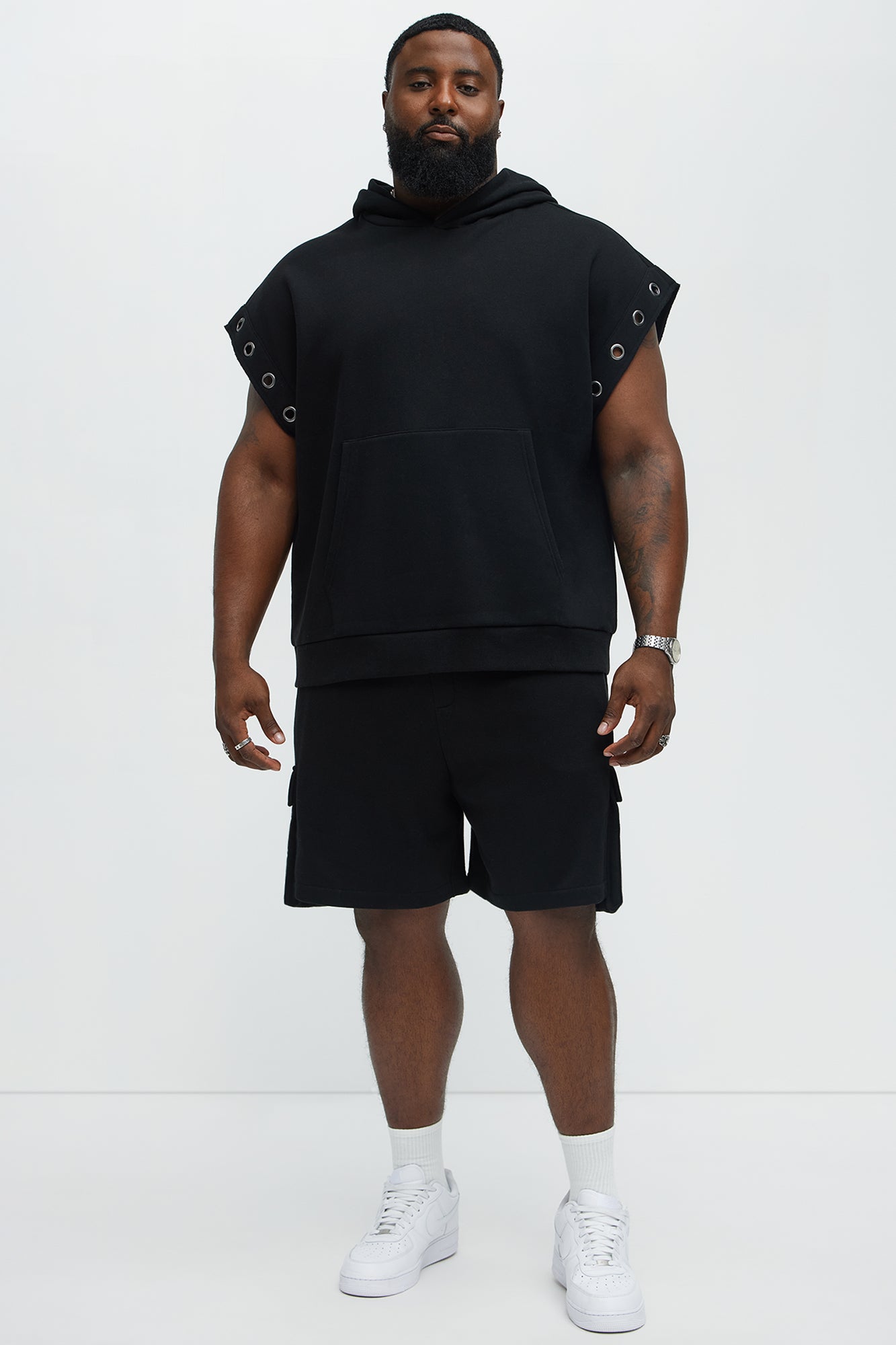 Tyson Ring Sleeveless Hoodie - Black