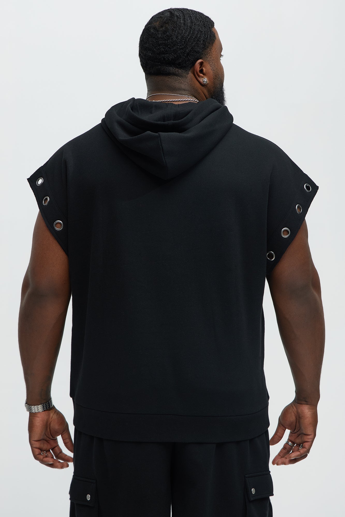 Tyson Ring Sleeveless Hoodie - Black