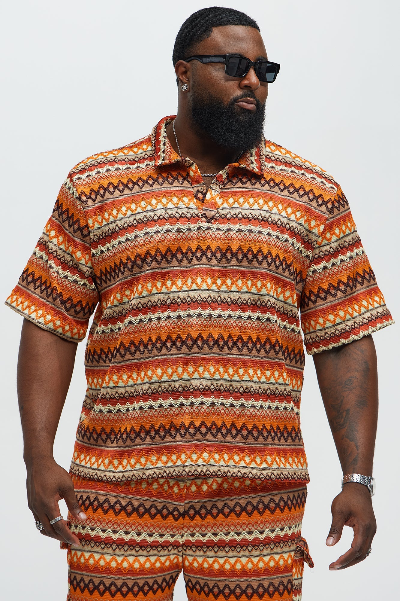 Sunset Short Sleeve Polo - Brown/combo