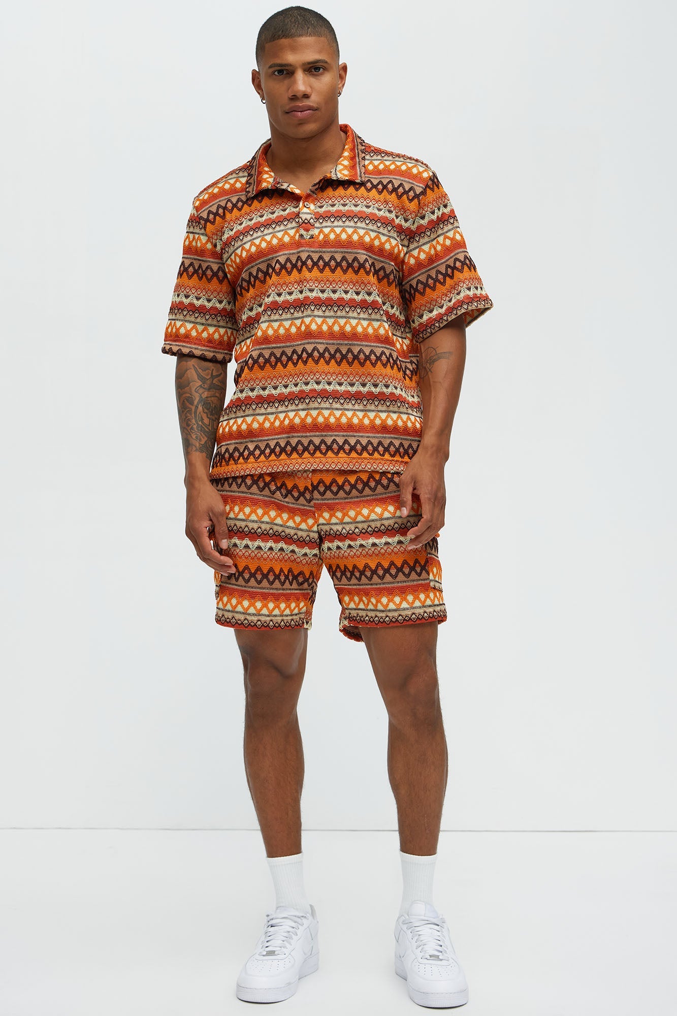 Sunset Short Sleeve Polo - Brown/combo