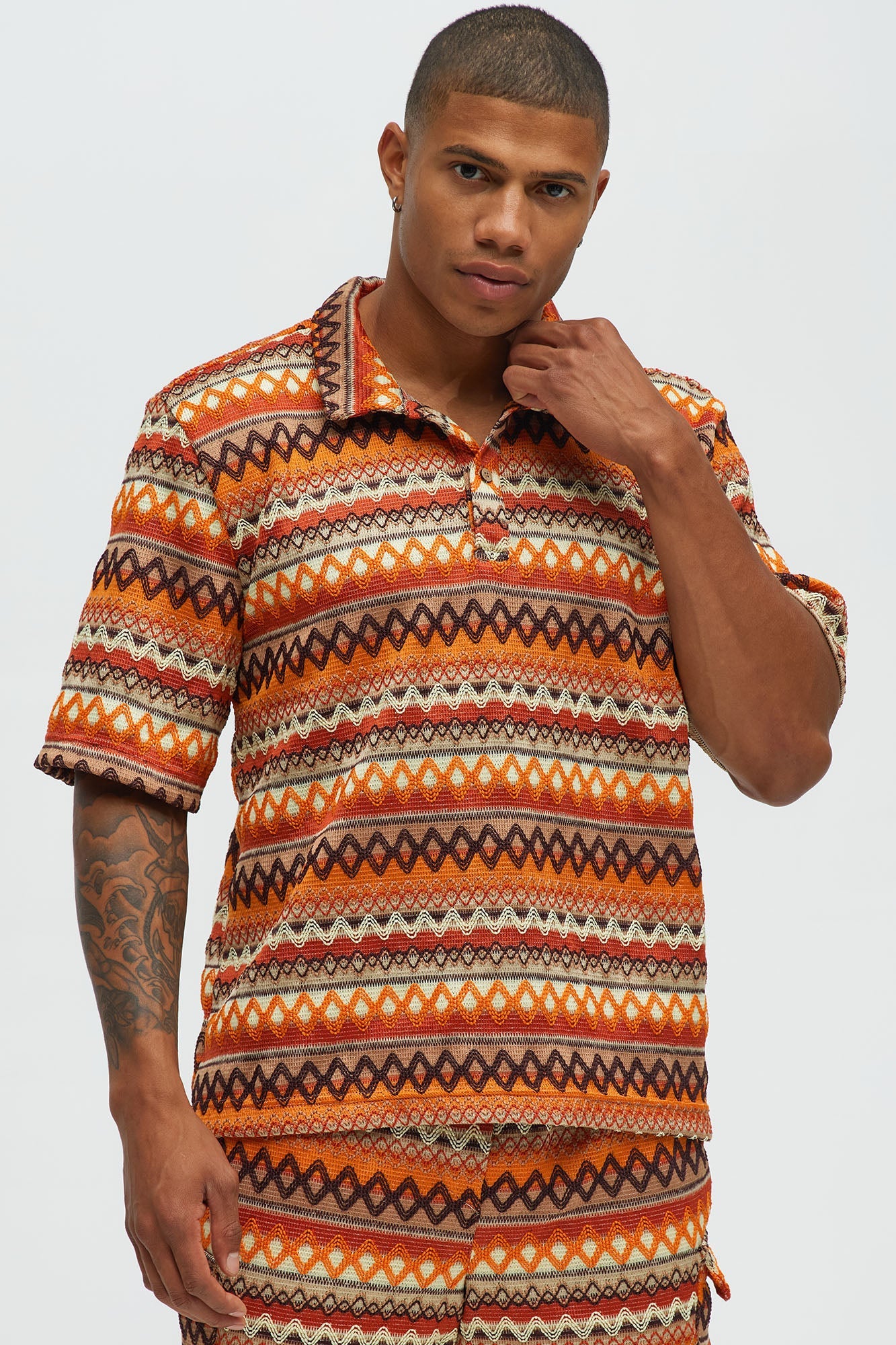 Sunset Short Sleeve Polo - Brown/combo