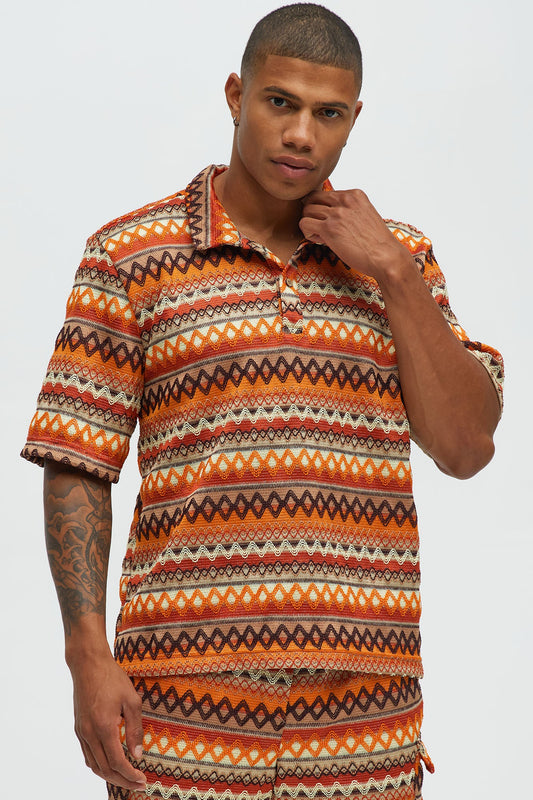 Sunset Short Sleeve Polo - Brown/combo