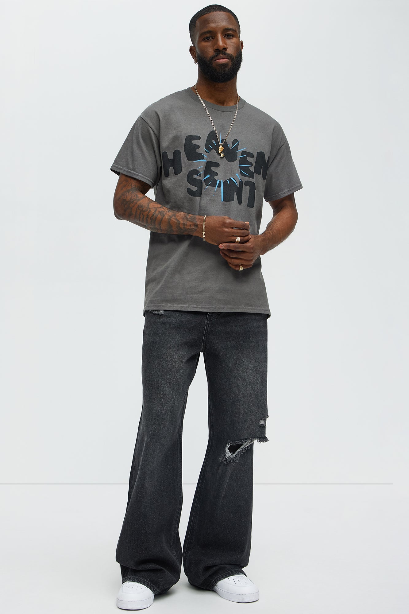 Heaven Sent Bright Short Sleeve Tee - Charcoal