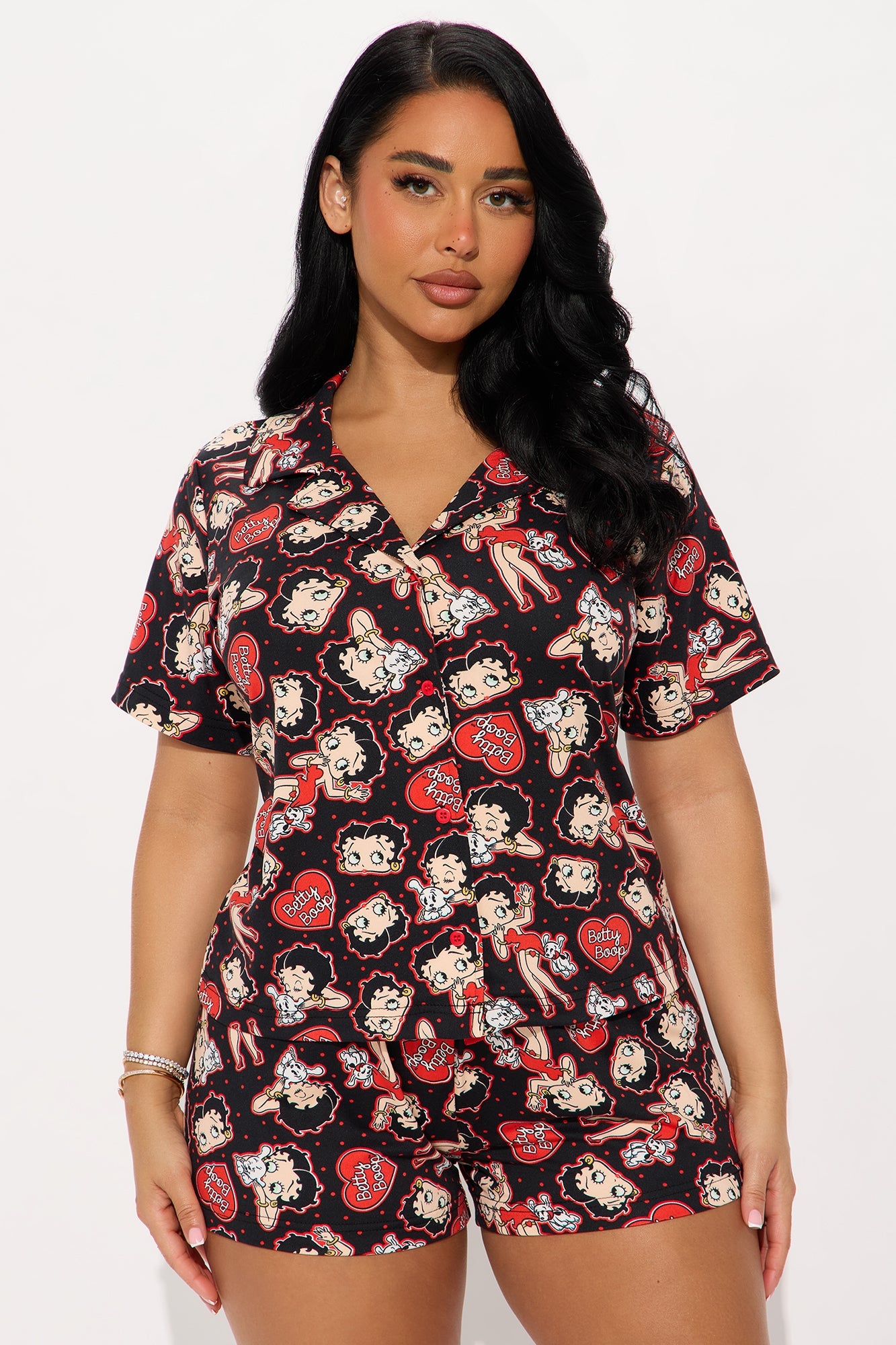 Betty Boop Kisses PJ Short Set - Black/combo