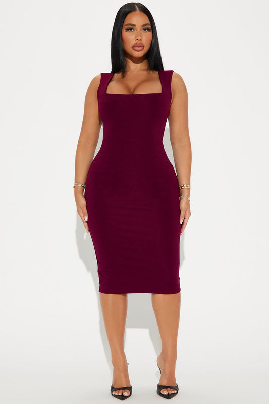 Colette Double Lined Midi Dress - Wine