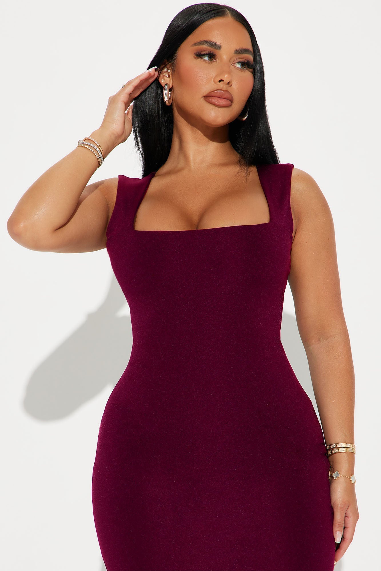 Colette Double Lined Midi Dress - Wine