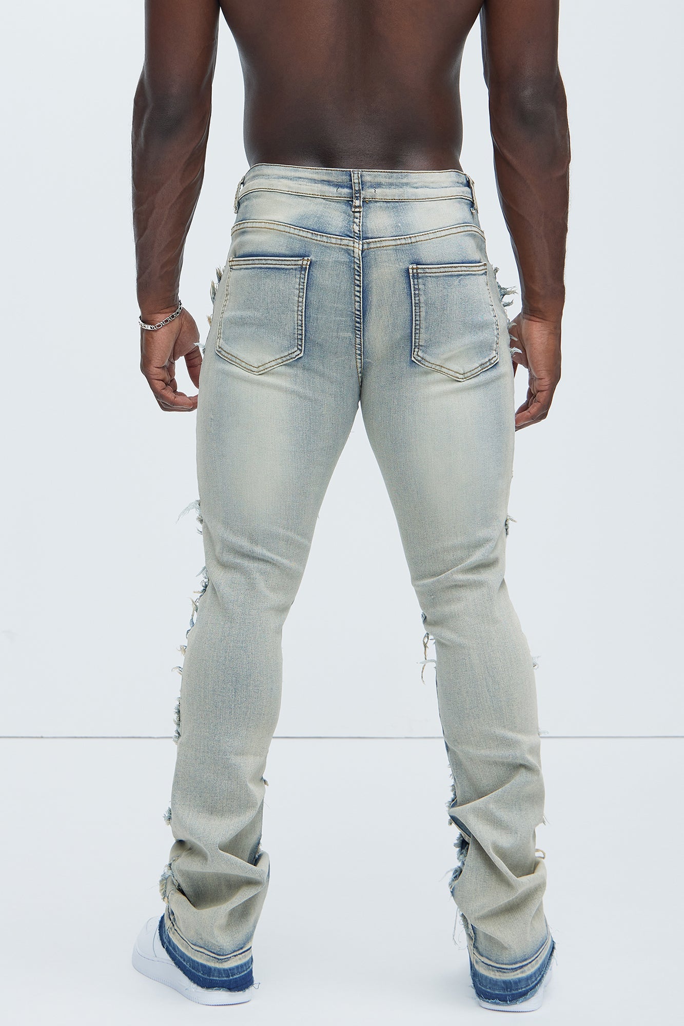 Fray All Ways Stacked Skinny Flare Jeans - Light Blue