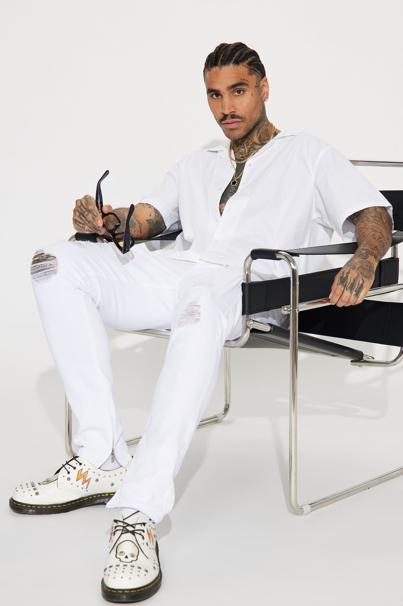 Ryland Relaxed Cotton Short Sleeve Cuban Shirt - White