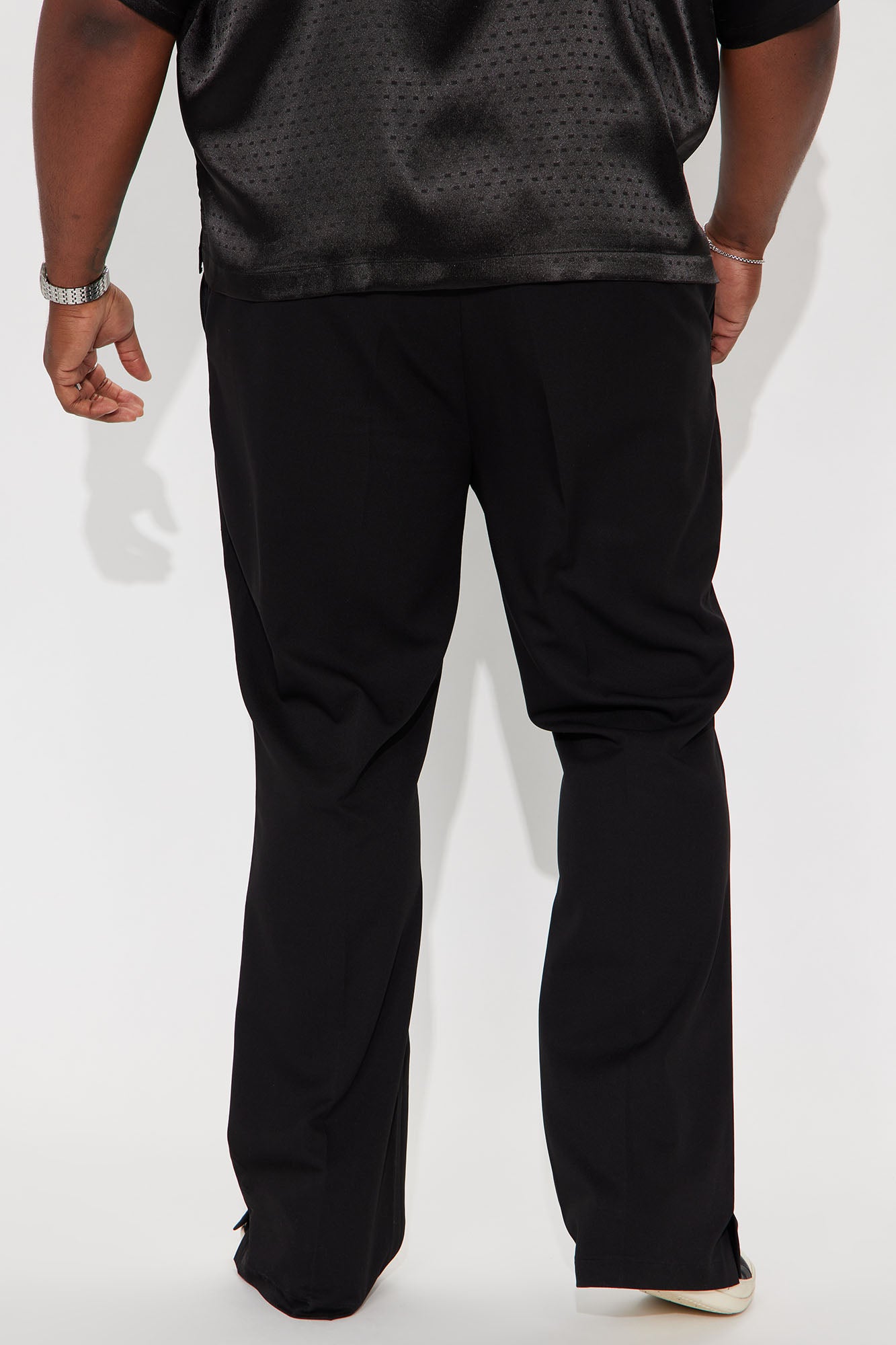 Don't Believe You Gabardine Slim Flare Slit Trouser - Black