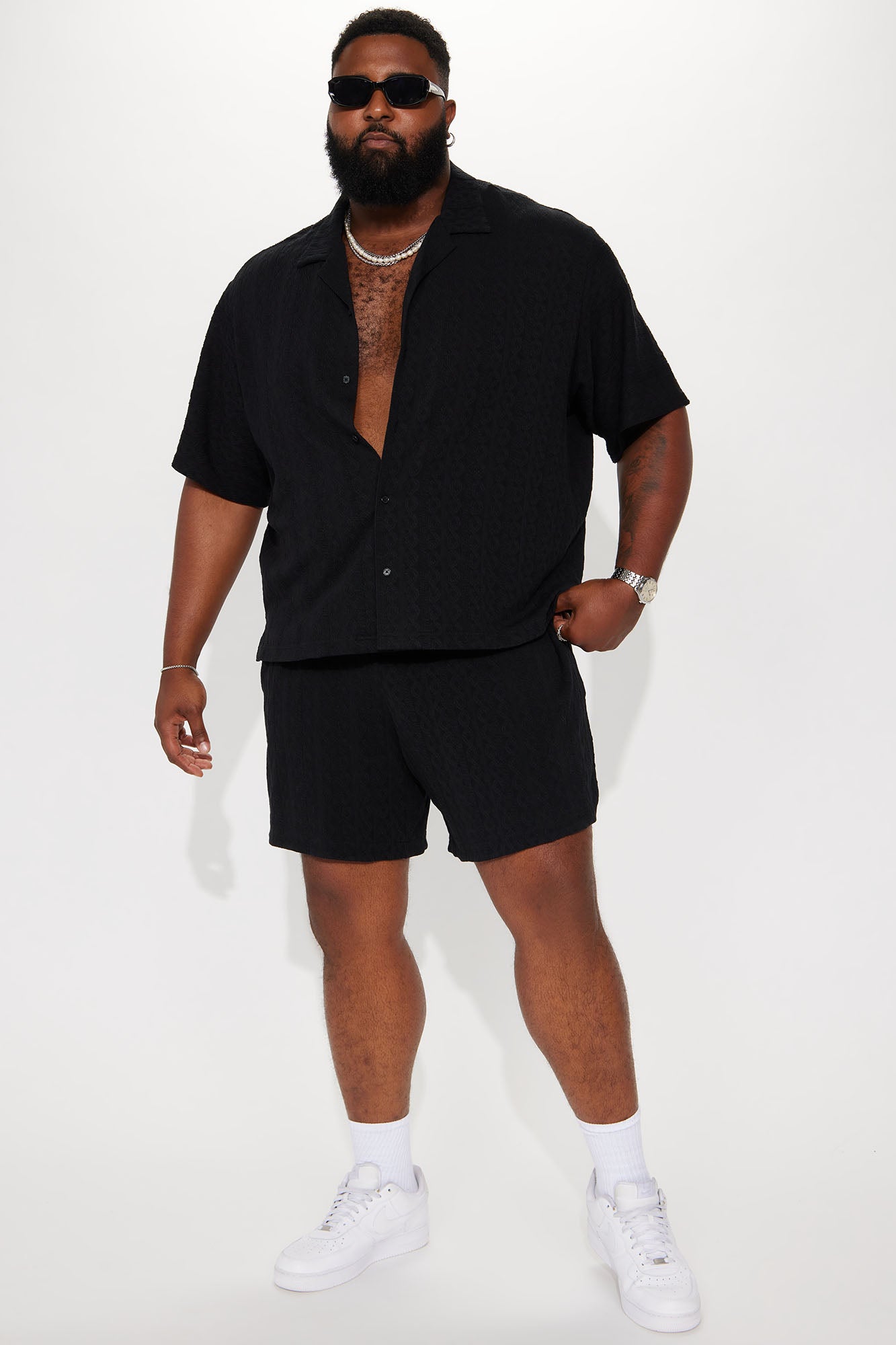 Check My Bank Statement Knit Shorts - Black