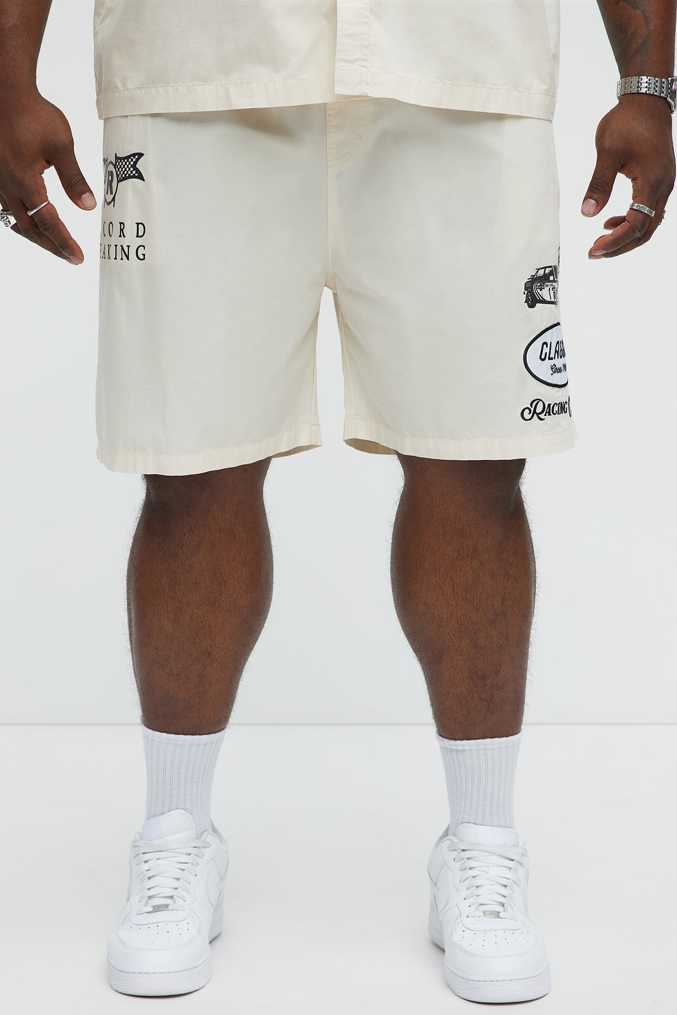 Racing Club Relaxed Drawstring Shorts - Cream