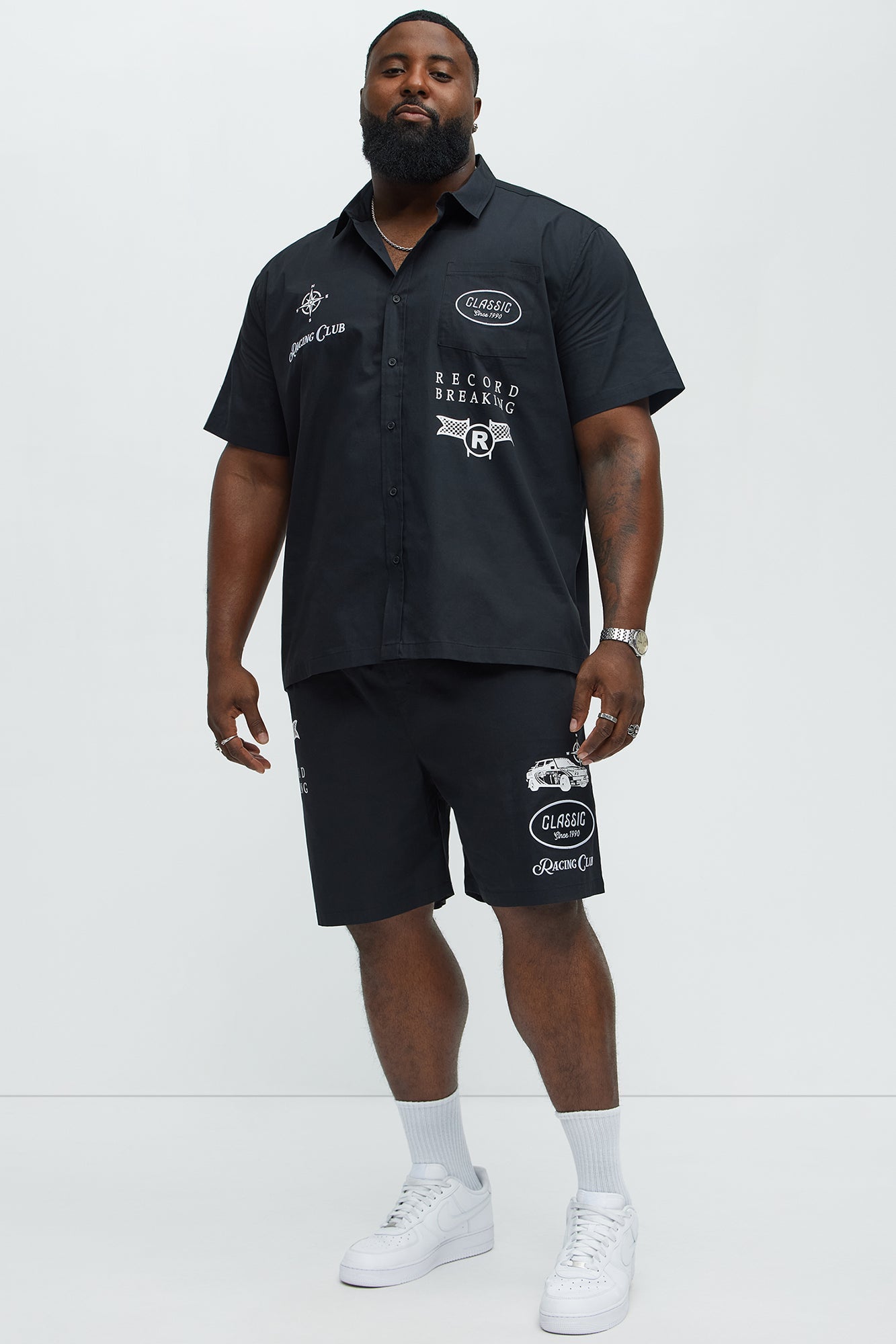 Racing Club Relaxed Drawstring Shorts - Black
