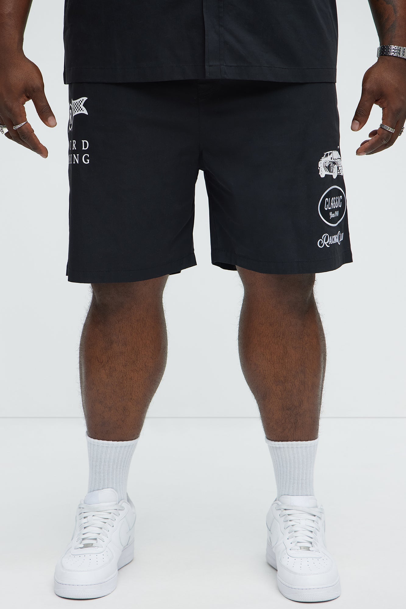 Racing Club Relaxed Drawstring Shorts - Black