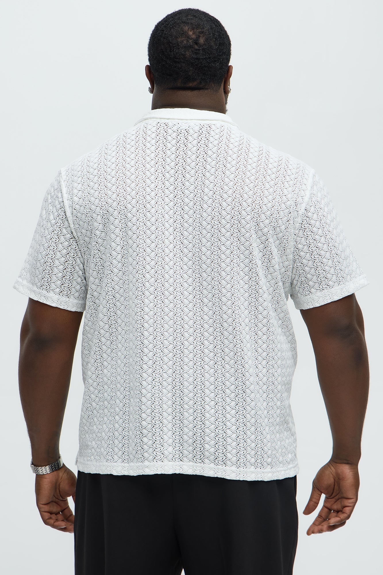 Gerard Crochet Knit Johnny Collar Shirt - White