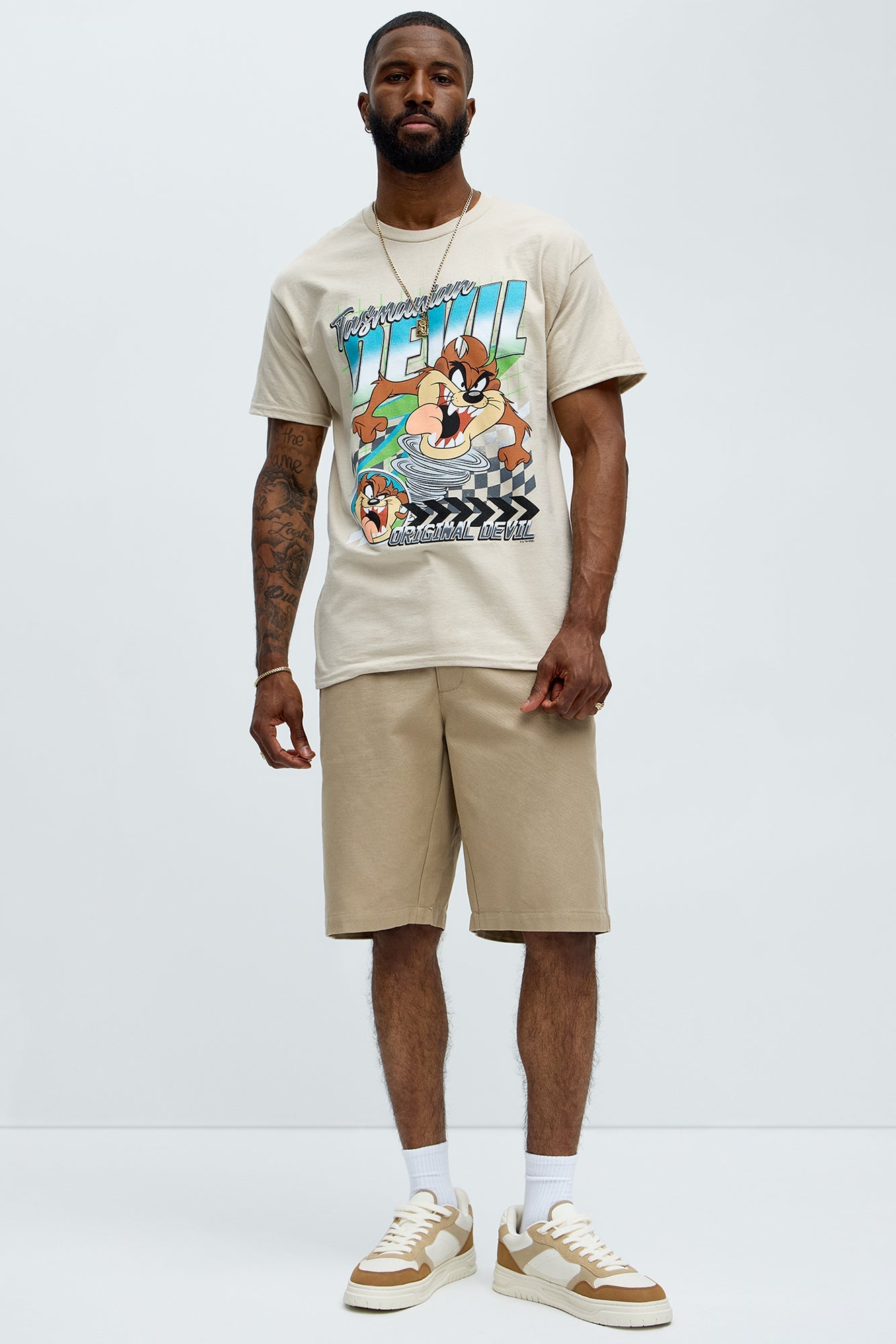 Looney Tunes Tasmanian Devil Racing Short Sleeve Tee - Sand