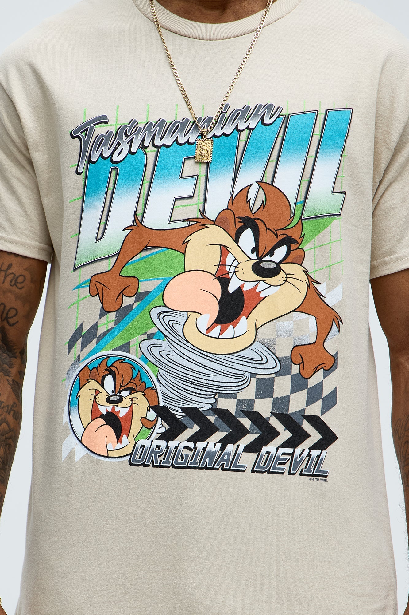 Looney Tunes Tasmanian Devil Racing Short Sleeve Tee - Sand