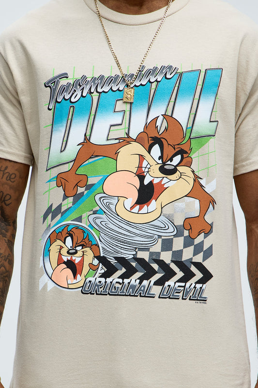 Looney Tunes Tasmanian Devil Racing Short Sleeve Tee - Sand