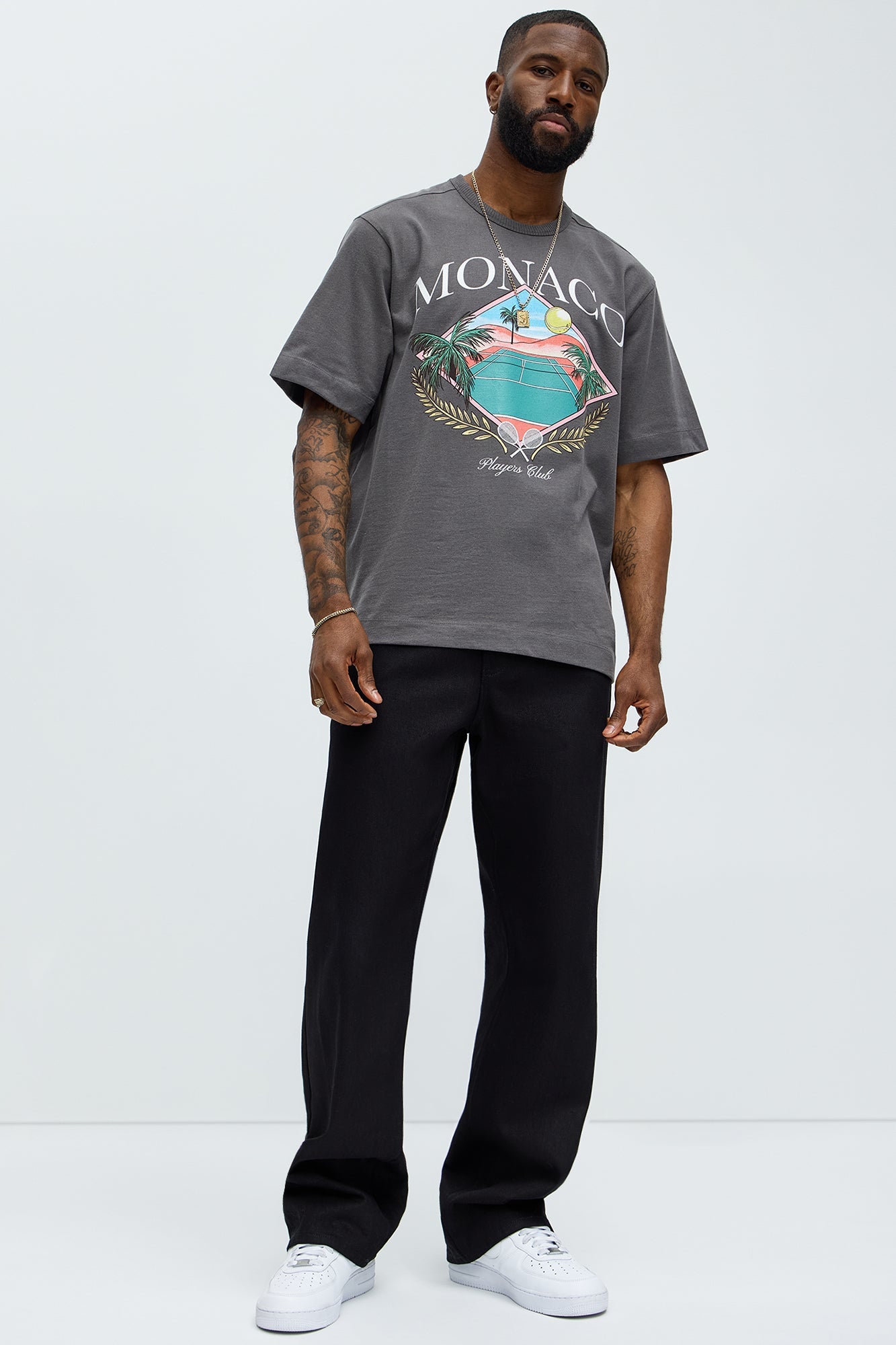 Monaco Players Club Oversized Short Sleeve Tee - Dark Grey