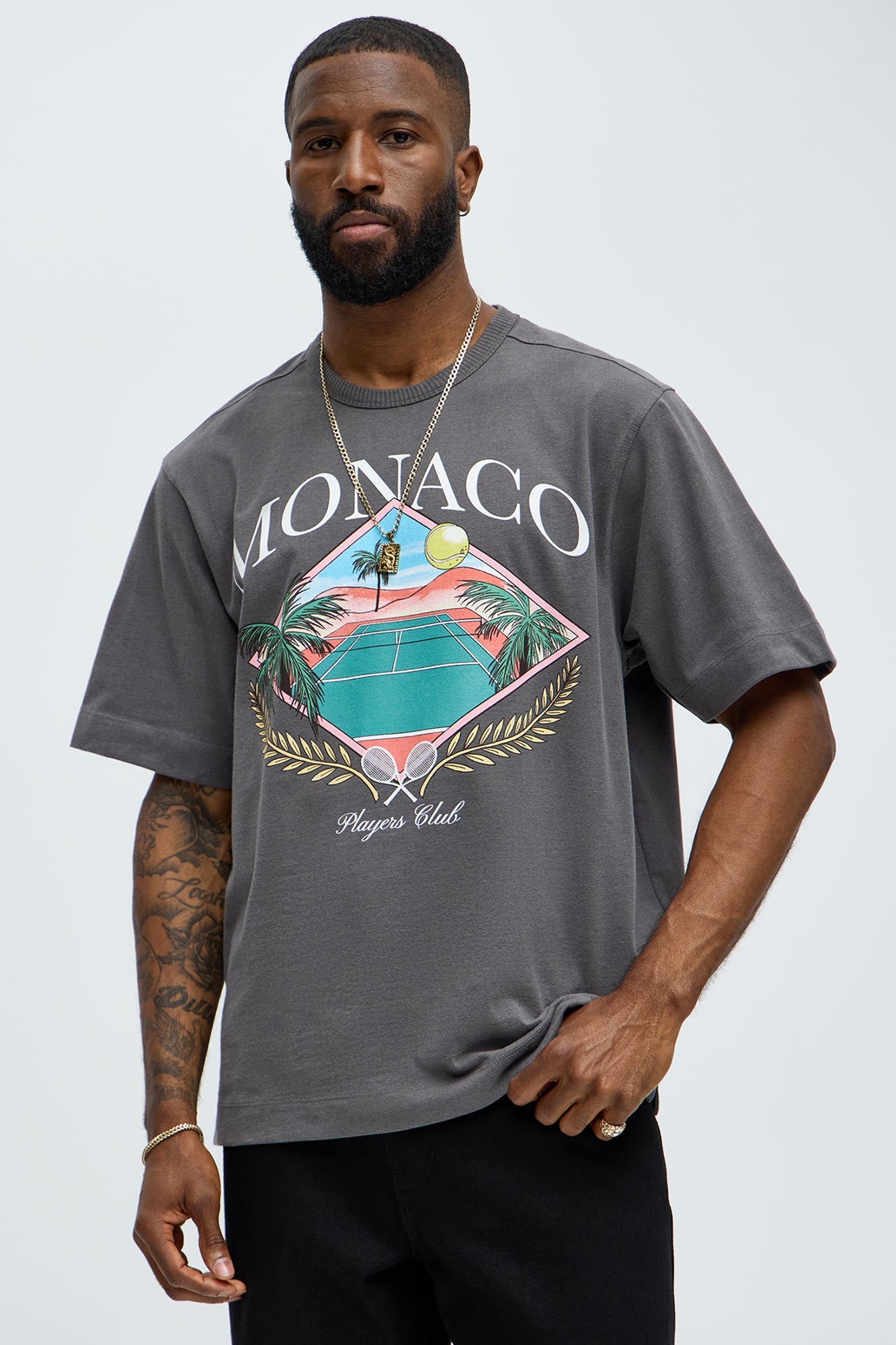 Monaco Players Club Oversized Short Sleeve Tee - Dark Grey