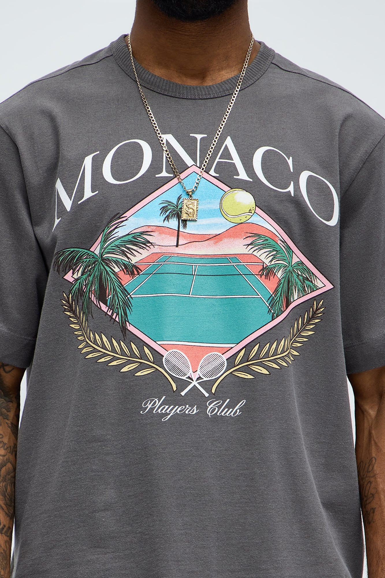 Monaco Players Club Oversized Short Sleeve Tee - Dark Grey