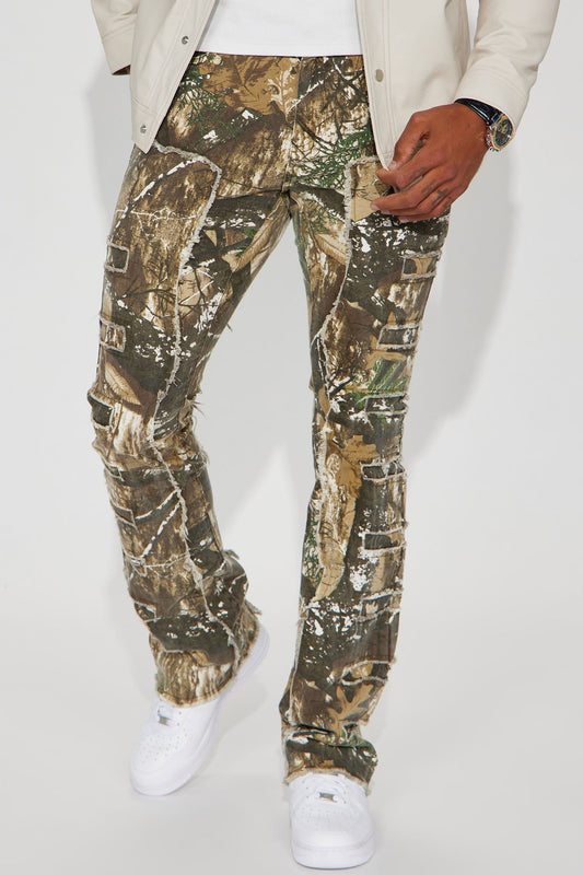 In Action Camo Stacked Skinny Flare Jeans - Camouflage