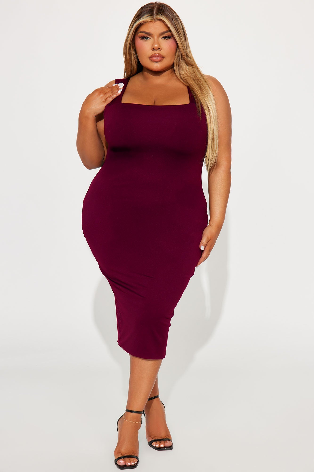 Colette Double Lined Midi Dress - Wine