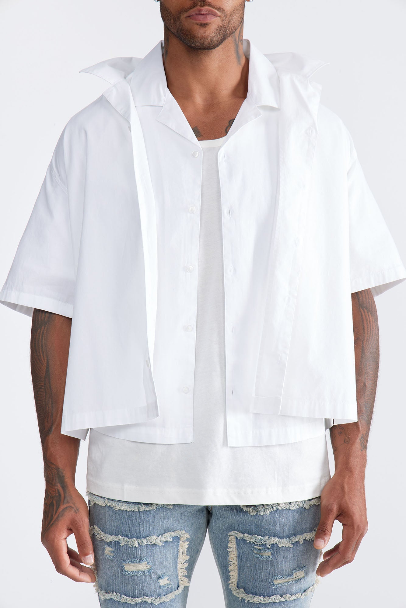 Ryland Relaxed Cotton Short Sleeve Cuban Shirt - White
