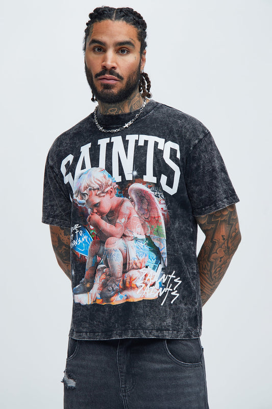 Saints Art Oversized Short Sleeve Tee - Black