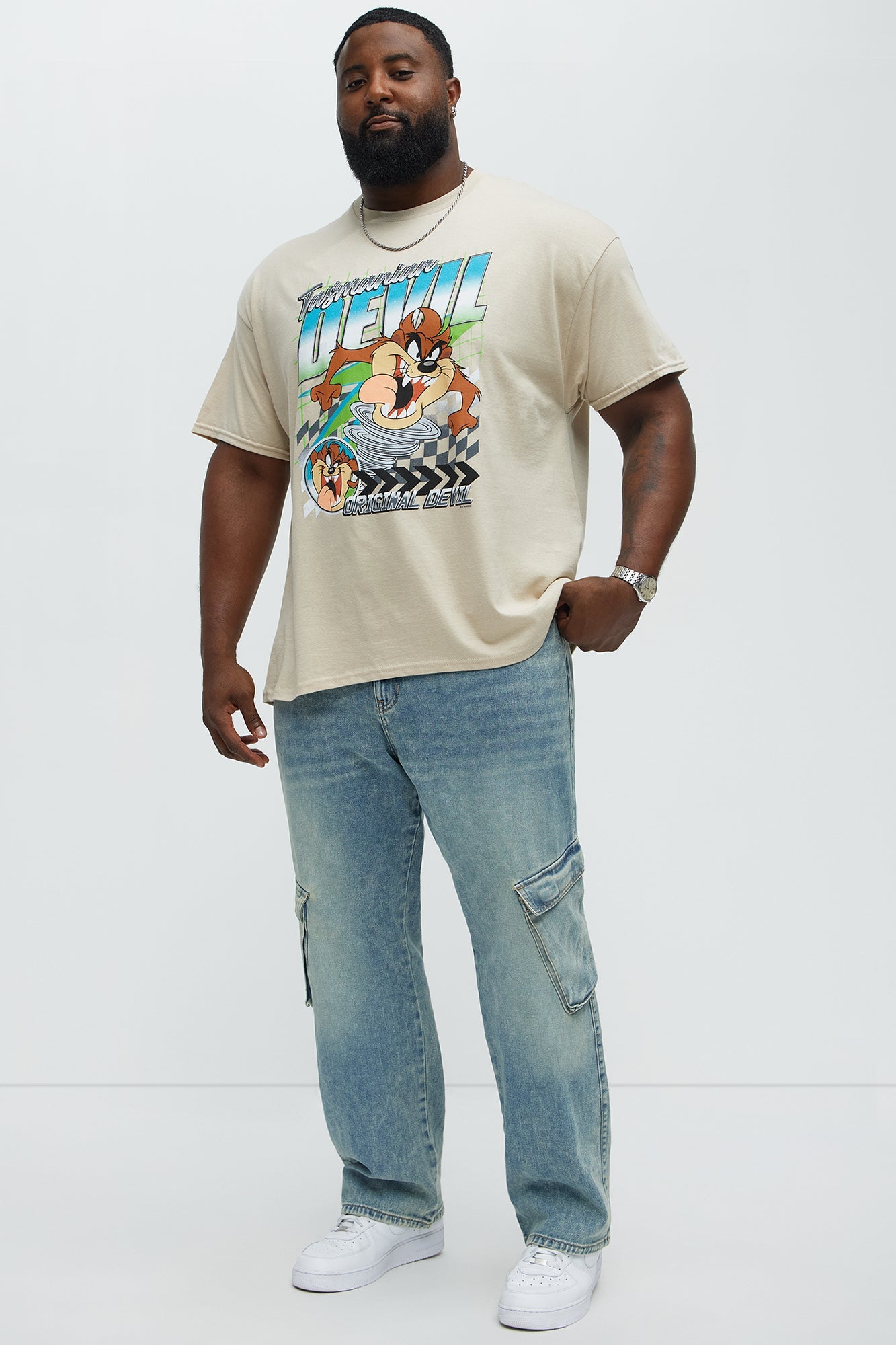Looney Tunes Tasmanian Devil Racing Short Sleeve Tee - Sand