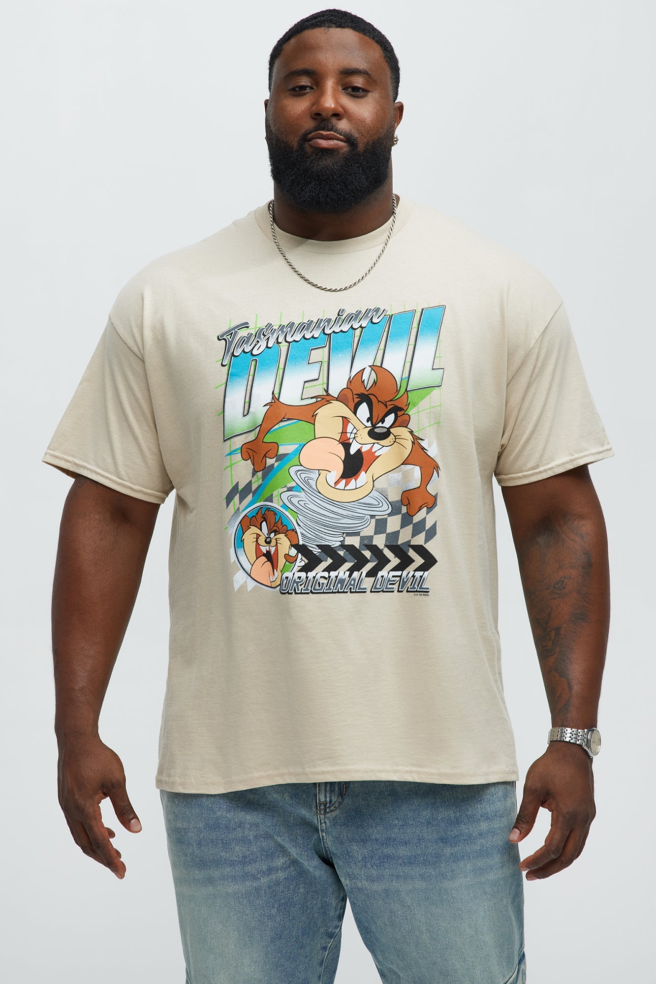 Looney Tunes Tasmanian Devil Racing Short Sleeve Tee - Sand