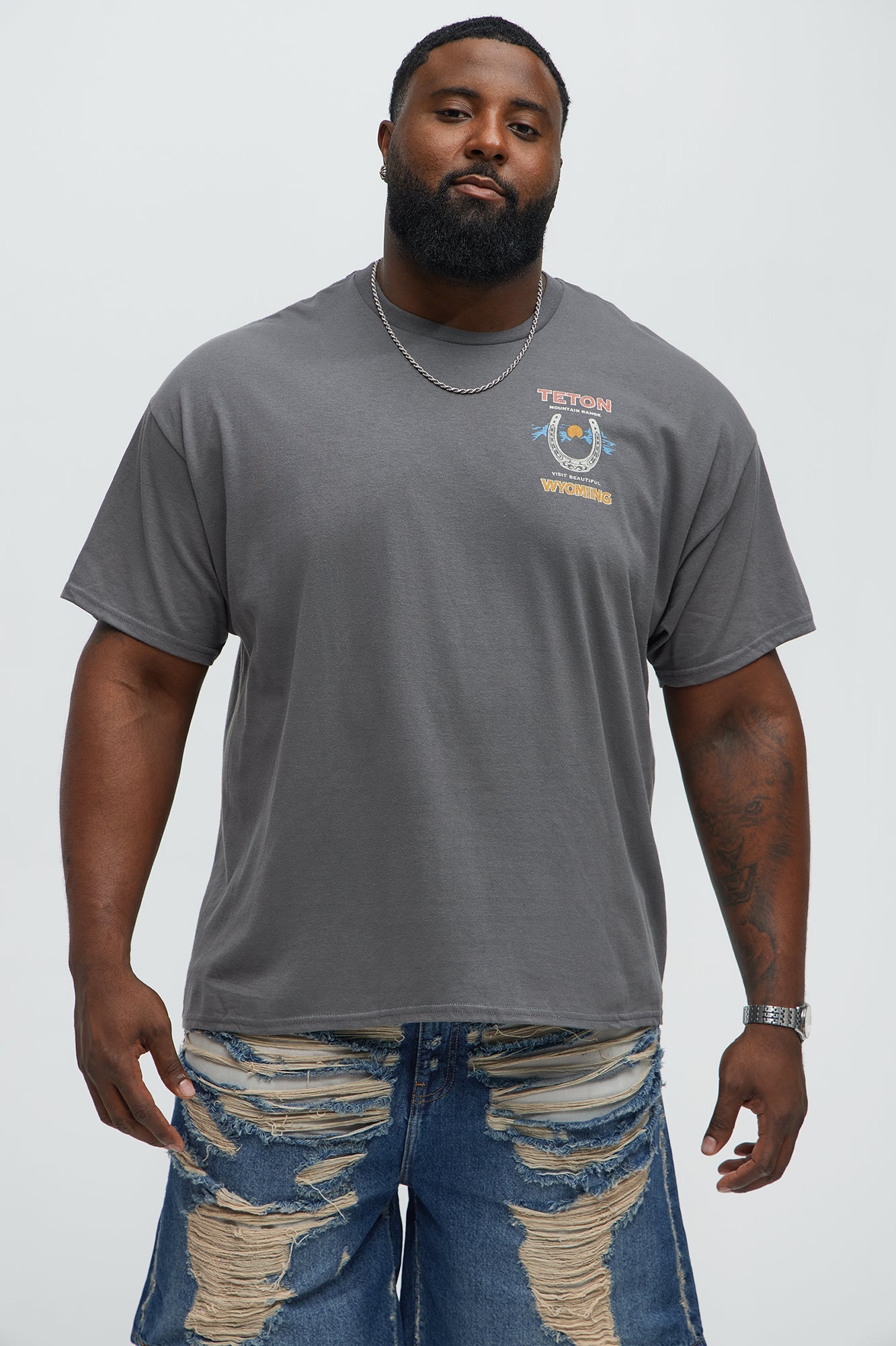 Teton Mountain Range Short Sleeve Tee - Charcoal