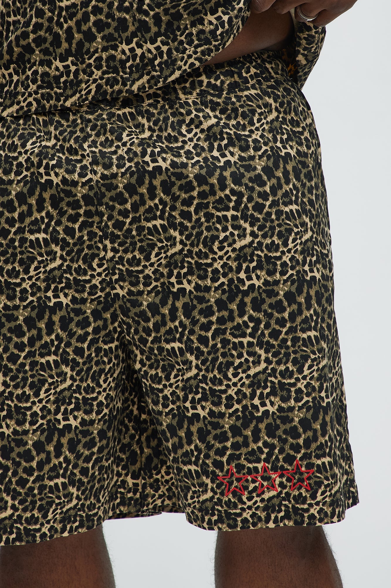 Cheetah Star Animal Print Relaxed Shorts - Brown Combo