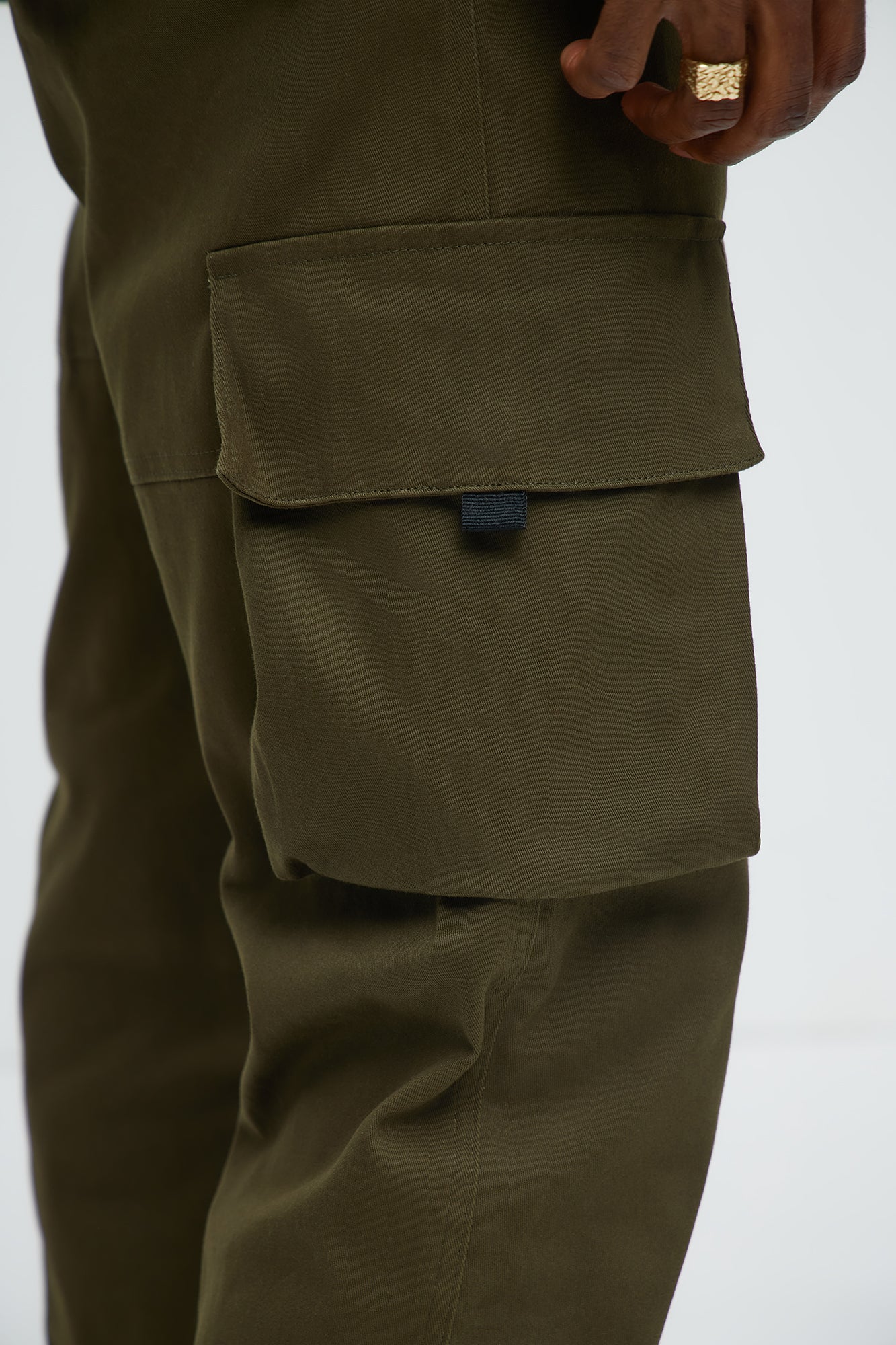 Straight Cargo Ankle Zipper Pants - Olive